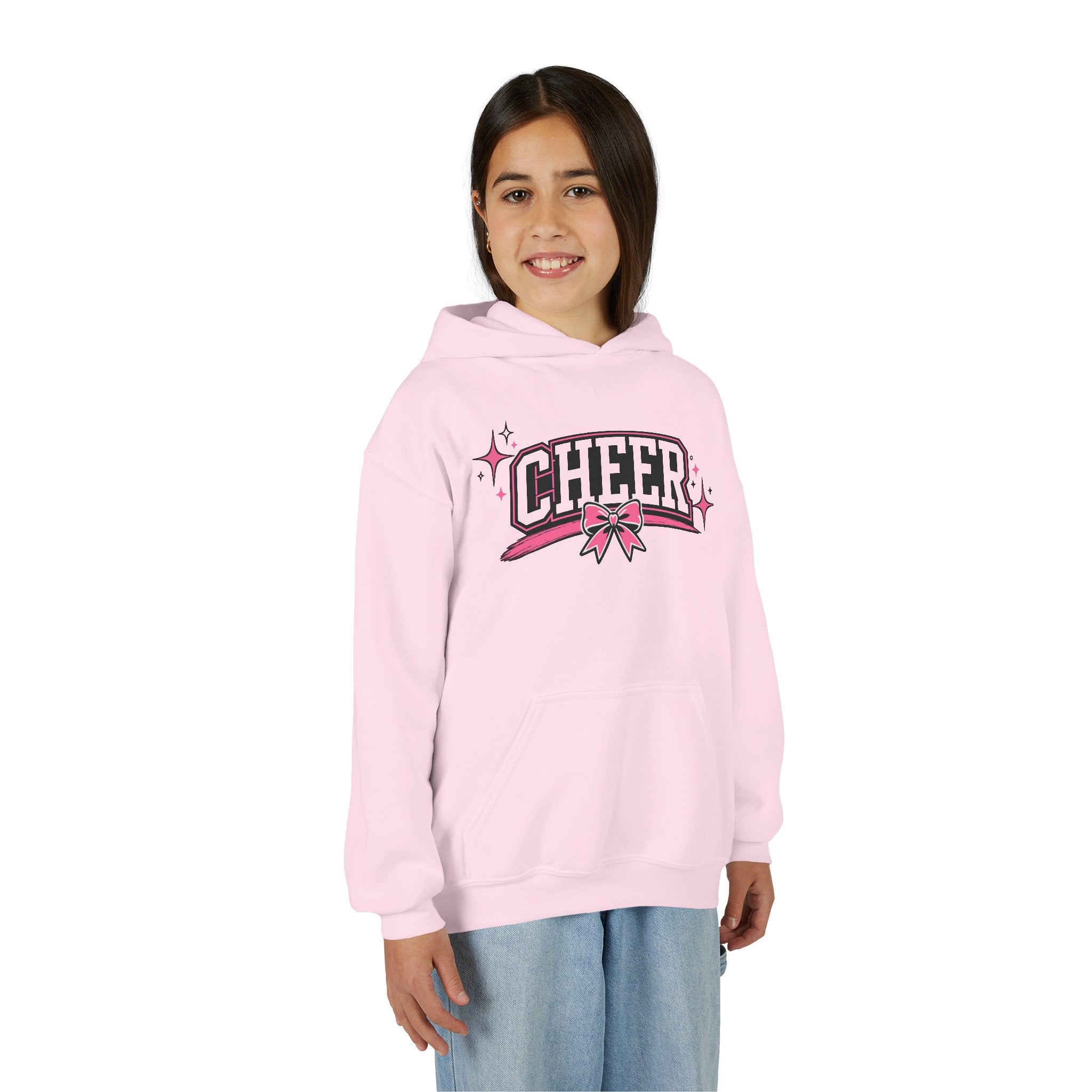 Youth Cheer Hoodie — Pink Sparkle Cheerleading Sweatshirt