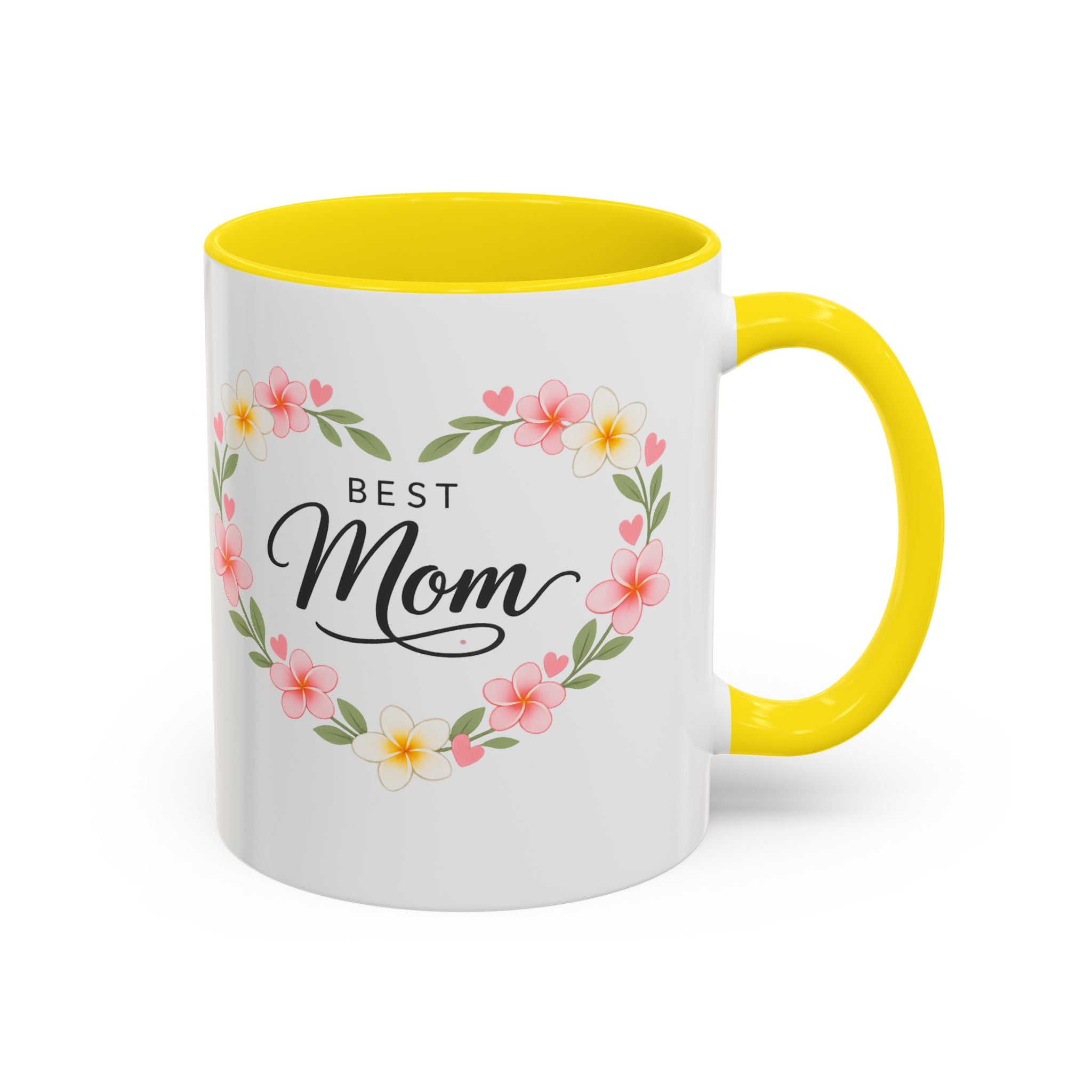 Best Mom Floral Accent Coffee Mug — Mother's Day Gift, Heart Wreath 11/15oz