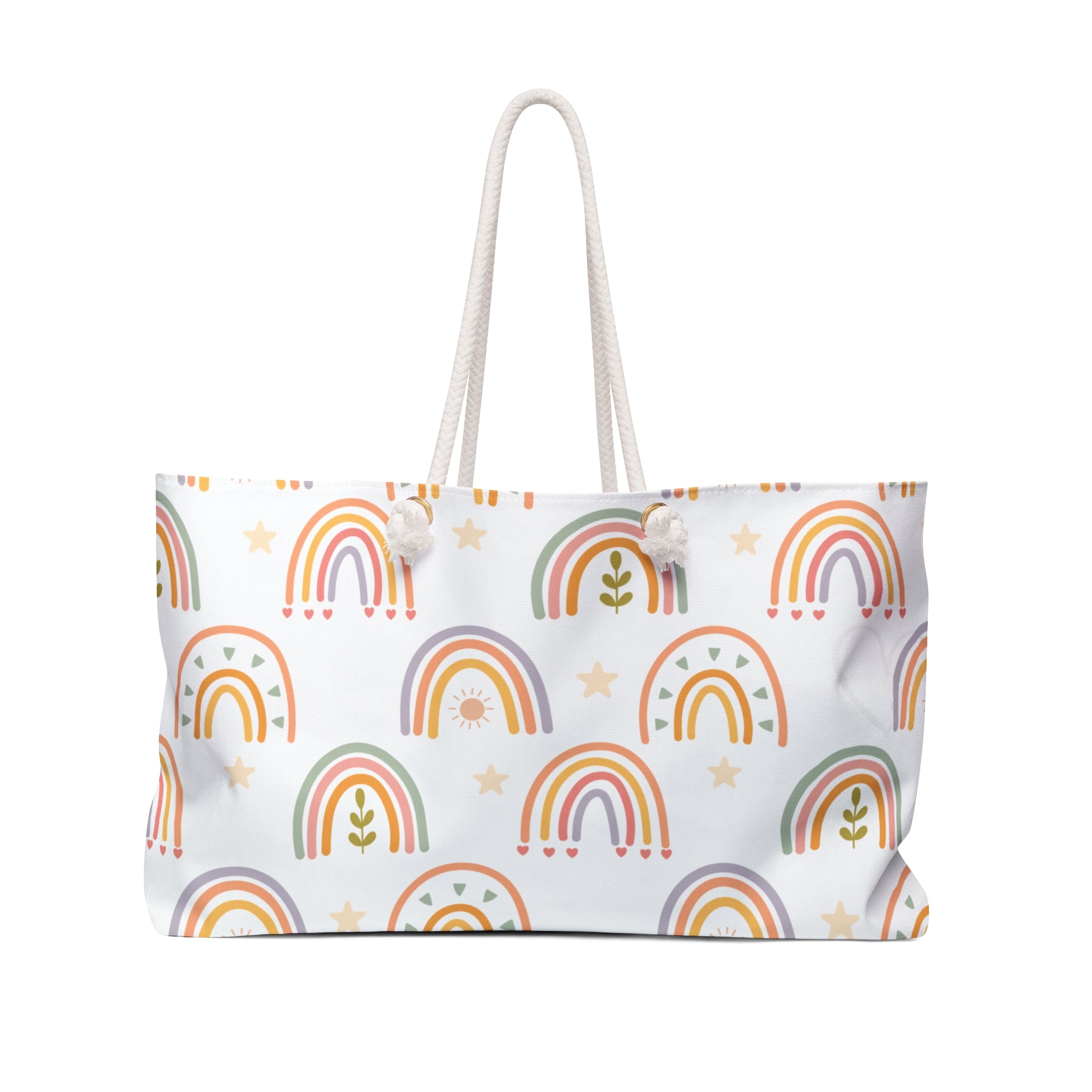 Boho Rainbow Weekender Bag — Pastel Rainbow Travel Tote