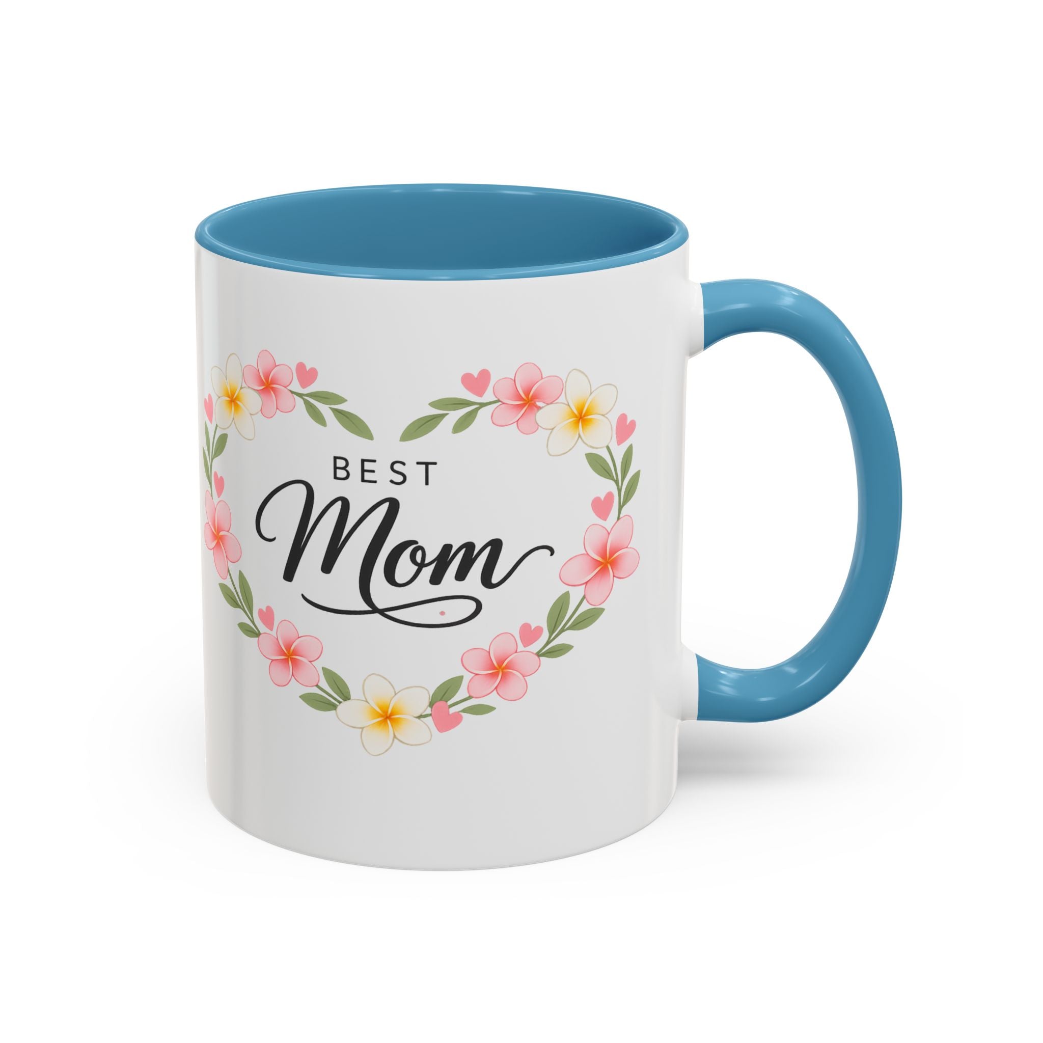 Best Mom Floral Accent Coffee Mug — Mother's Day Gift, Heart Wreath 11/15oz