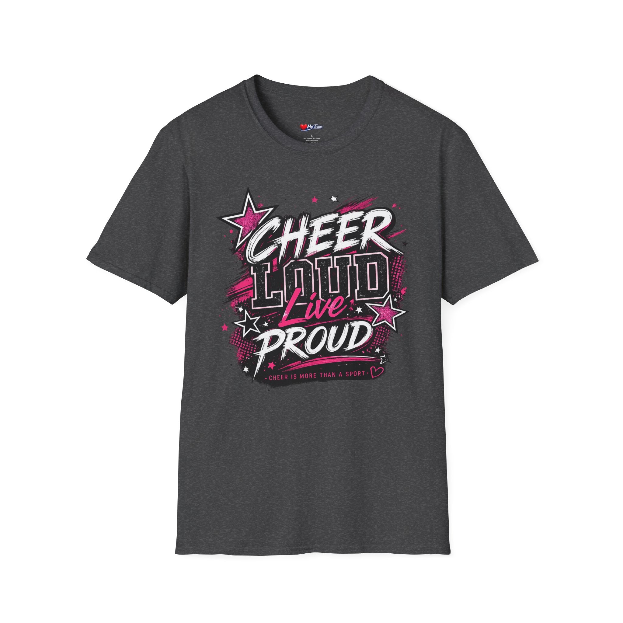 Cheer Loud Live Proud T-Shirt — Cheerleading Spirit Tee