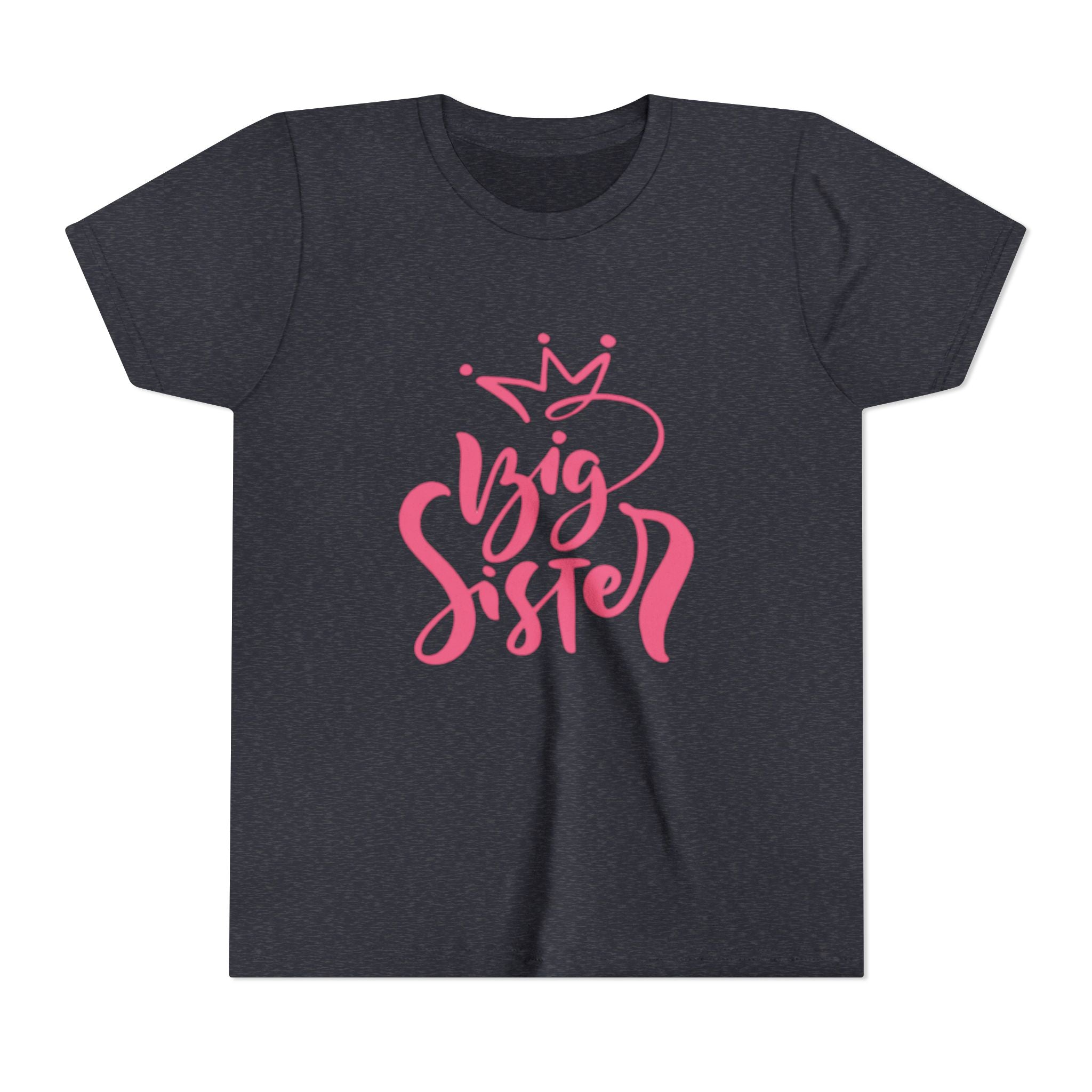 Big Sister Youth Tee - Pink Crown Sibling Announcement Shirt
