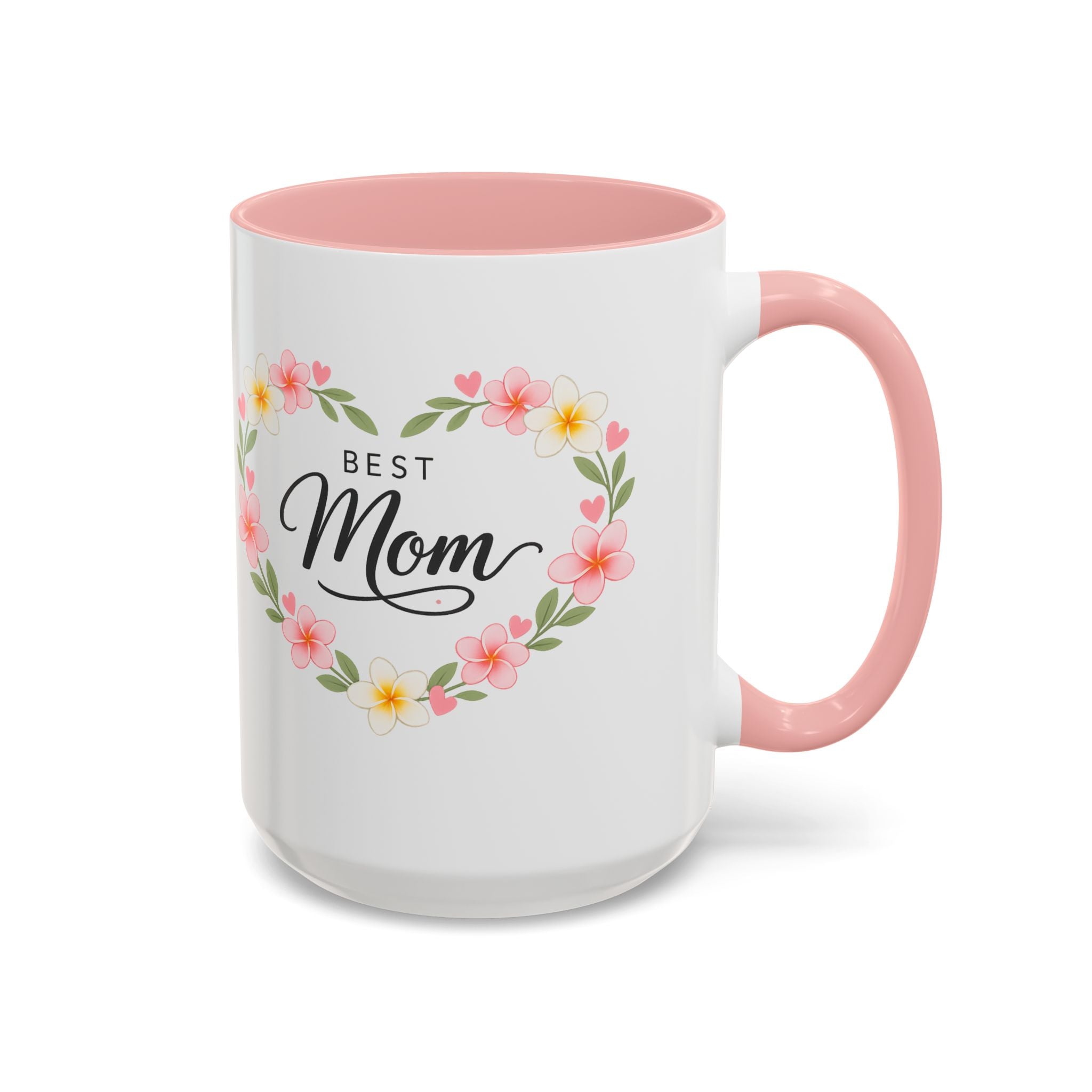 Best Mom Floral Accent Coffee Mug — Mother's Day Gift, Heart Wreath 11/15oz