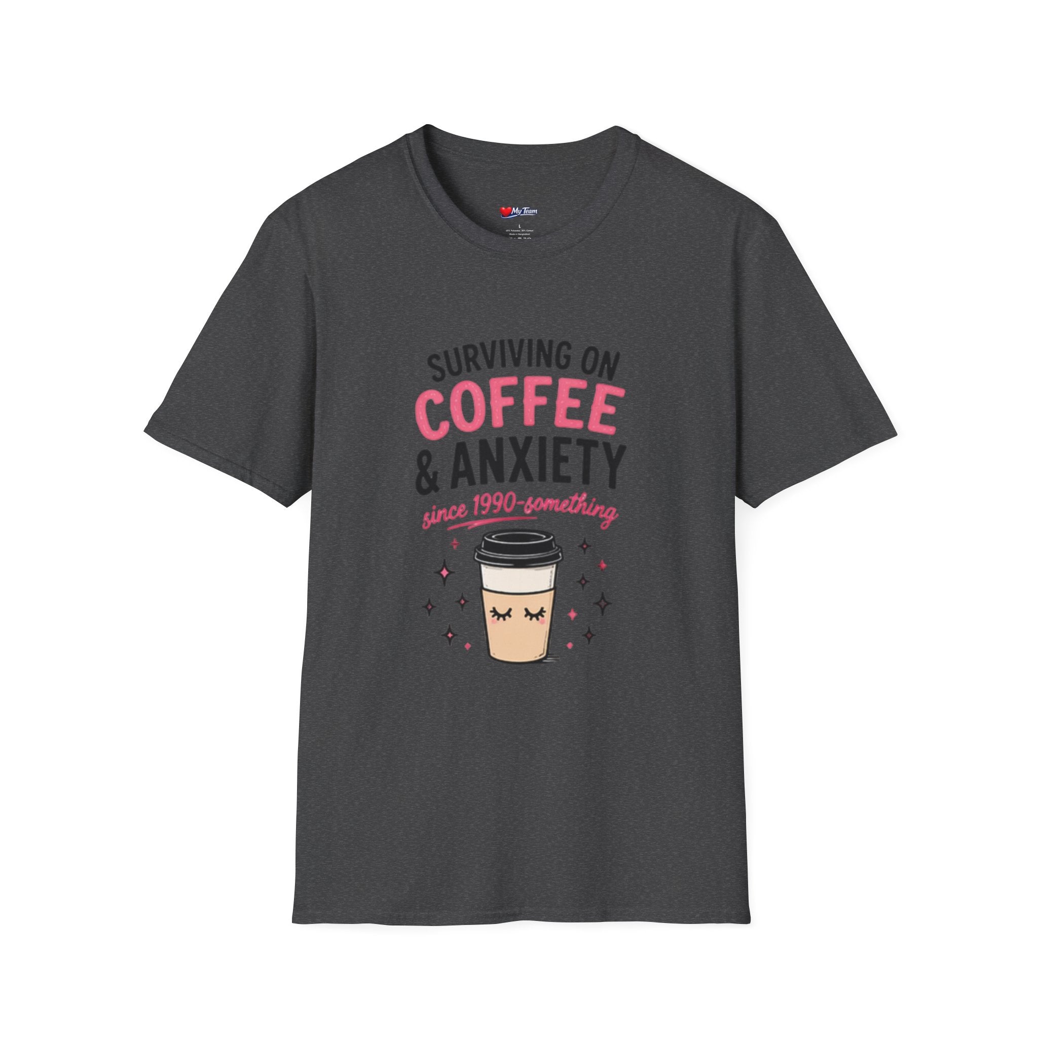 Coffee & Anxiety T-Shirt — "Surviving on Coffee & Anxiety" Cute Coffee Graphic Tee