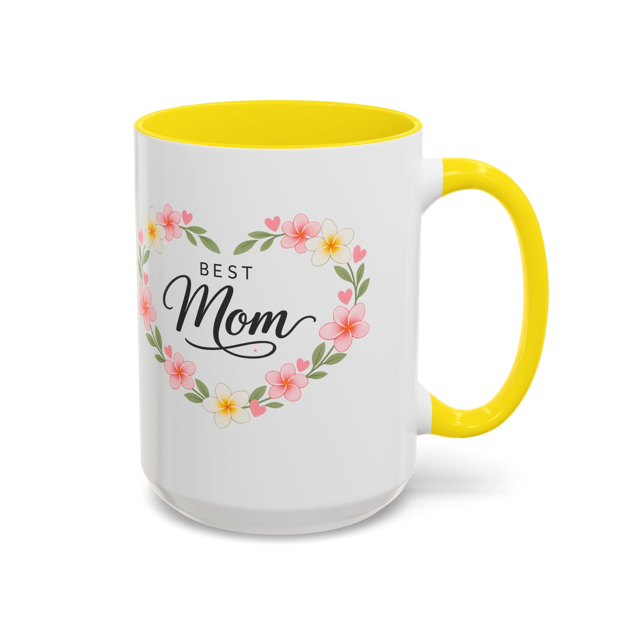 Best Mom Floral Accent Coffee Mug — Mother's Day Gift, Heart Wreath 11/15oz