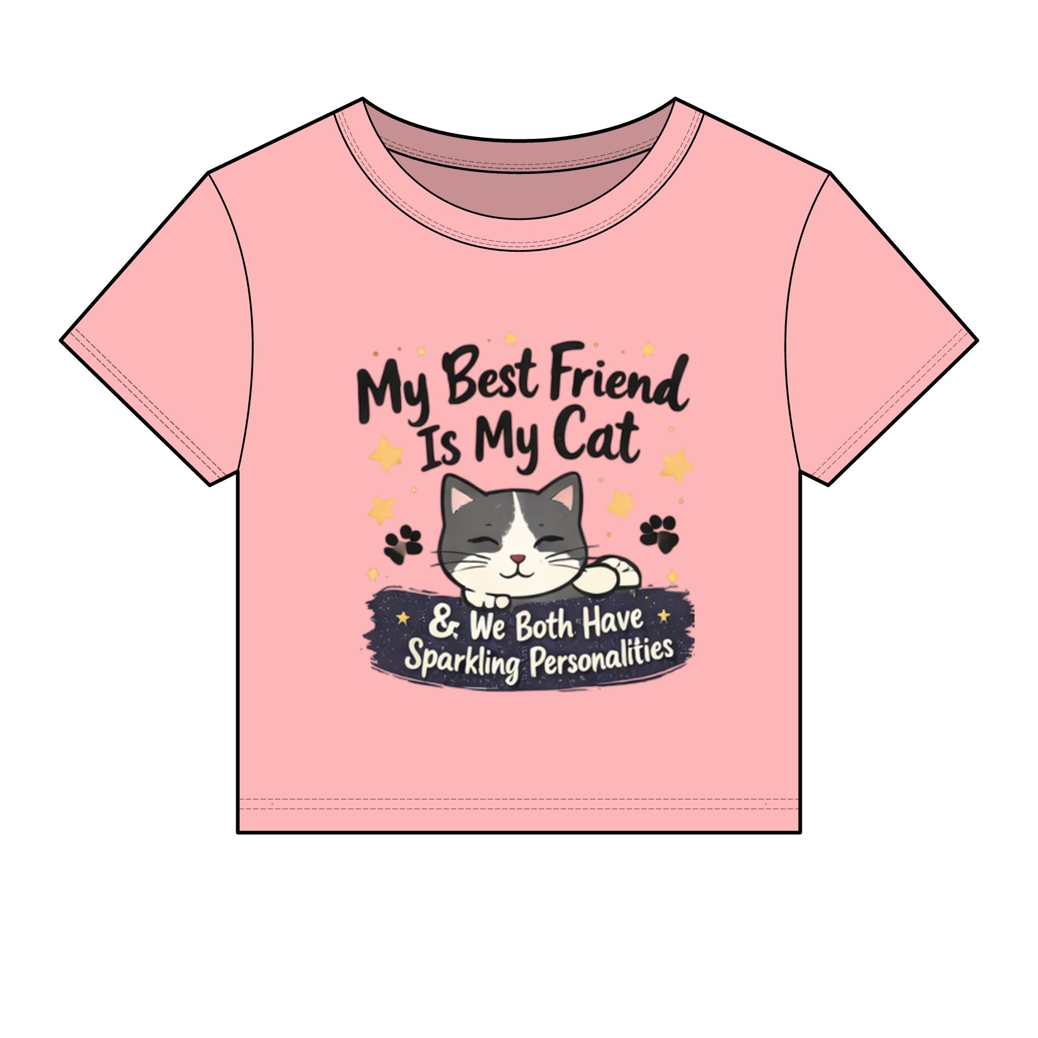 Cat Lover Crop Tee — "My Best Friend Is My Cat & We Both Have Sparkling Personalities"
