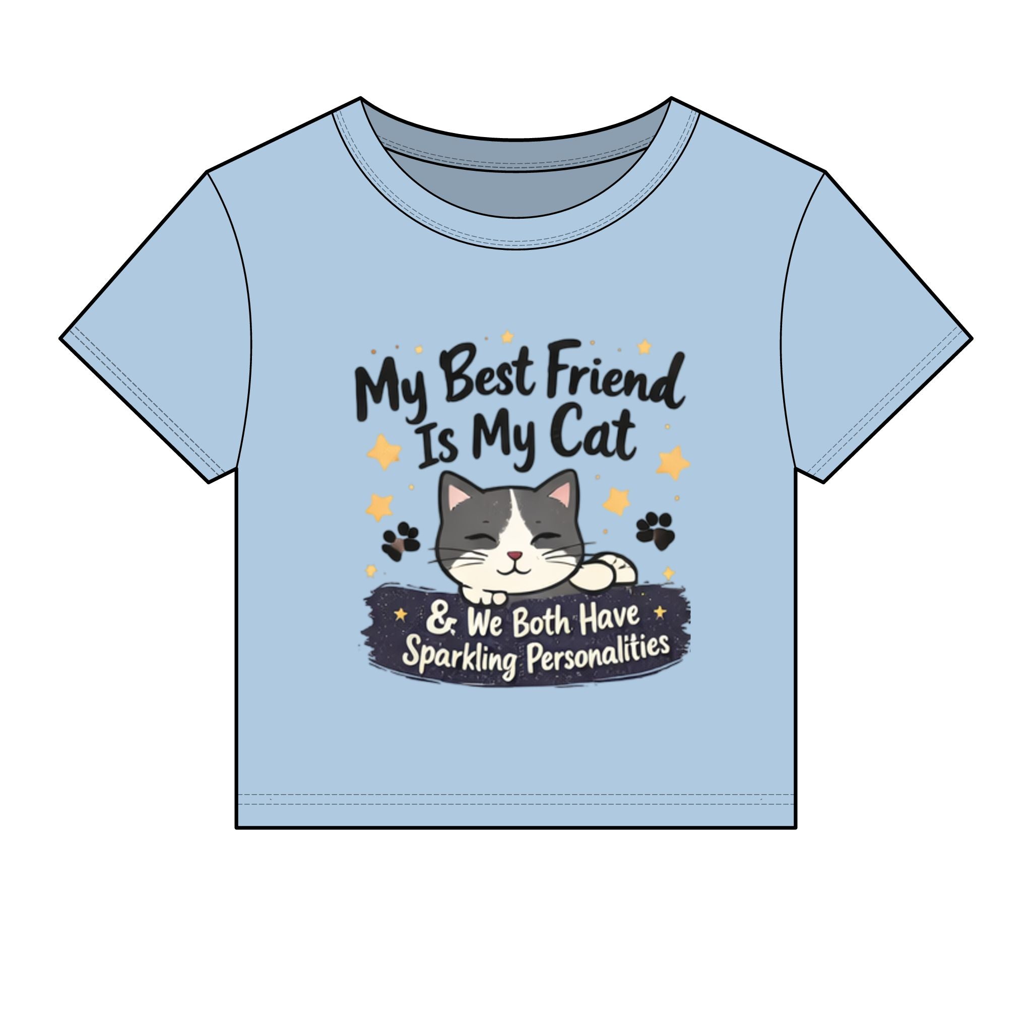 Cat Lover Crop Tee — "My Best Friend Is My Cat & We Both Have Sparkling Personalities"