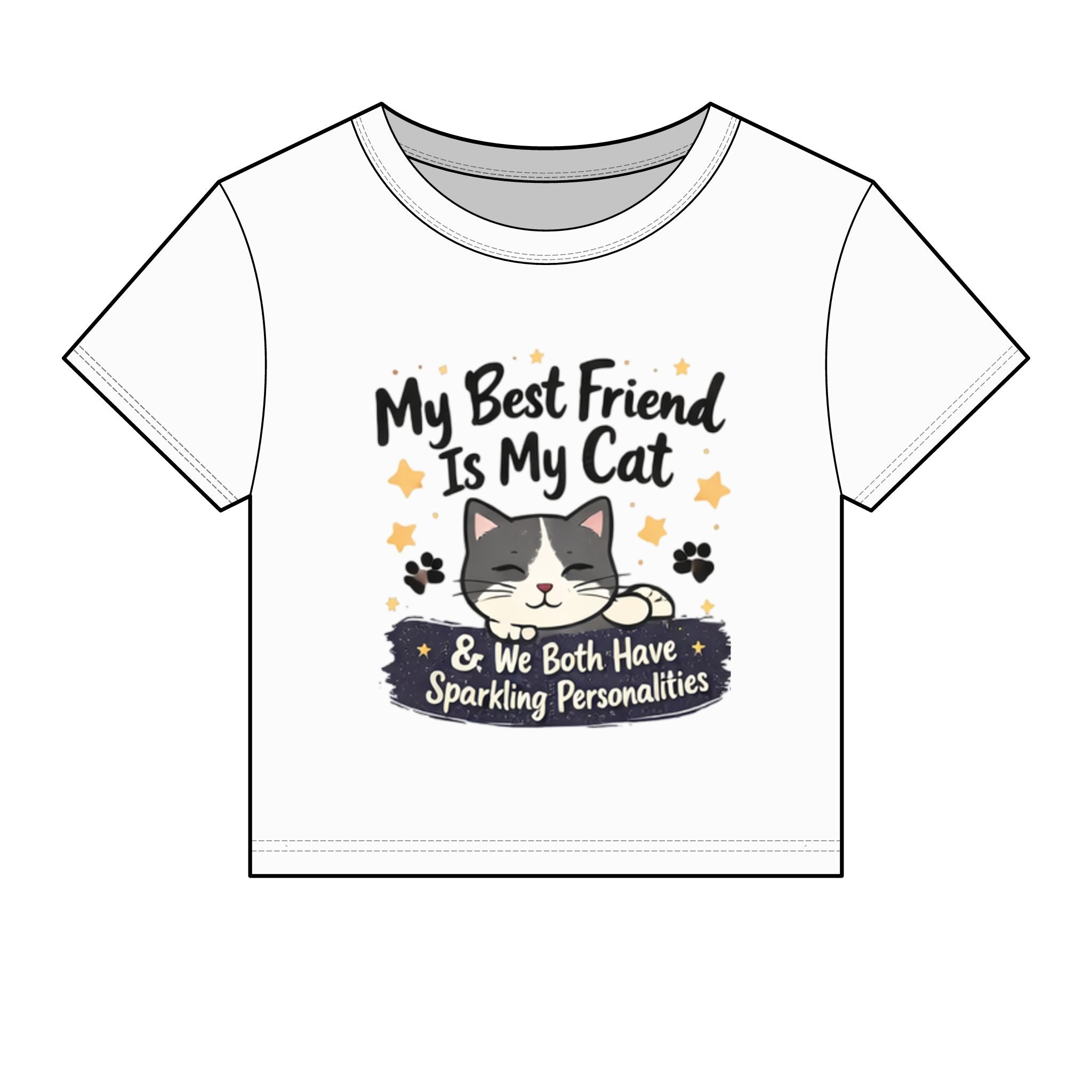 Cat Lover Crop Tee — "My Best Friend Is My Cat & We Both Have Sparkling Personalities"