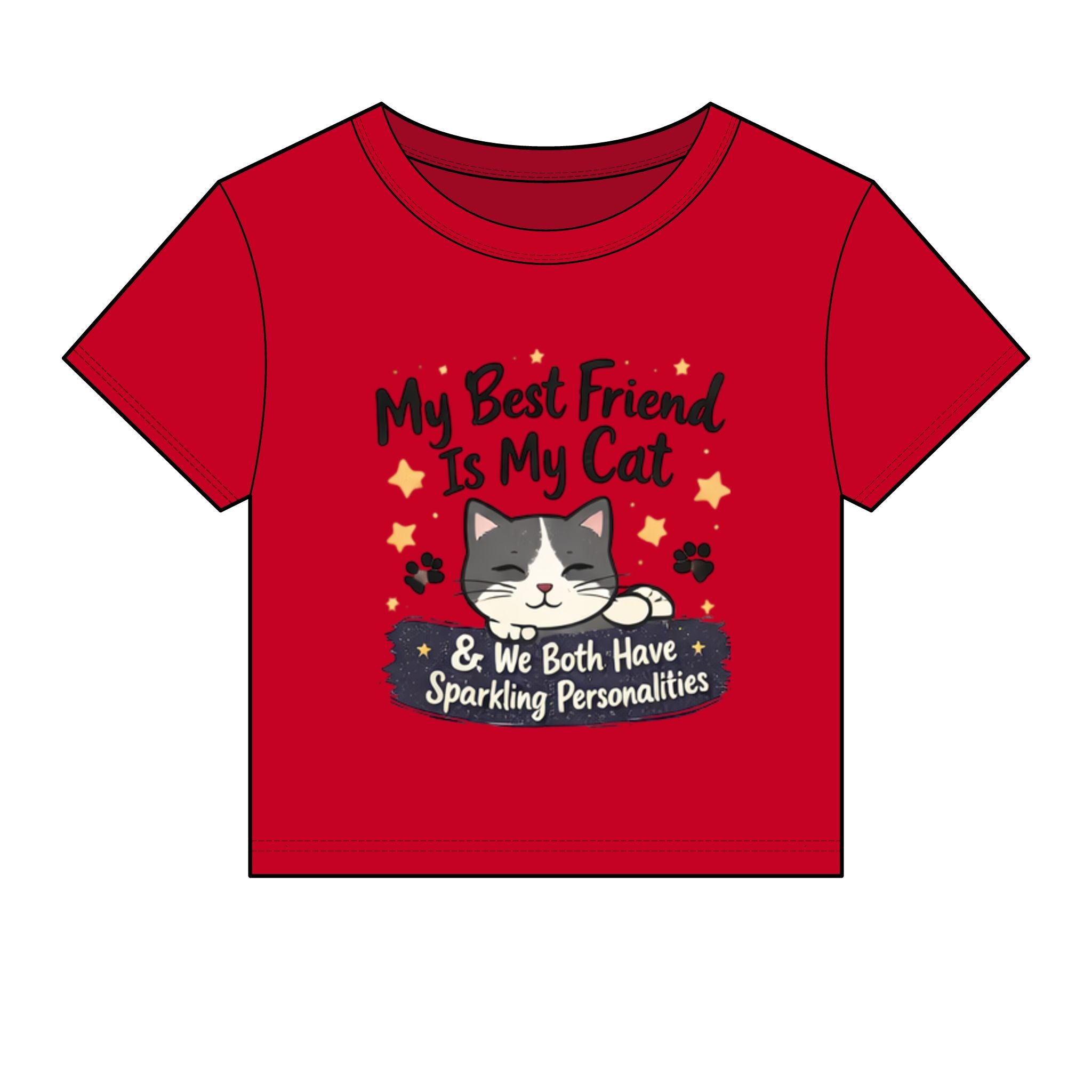Cat Lover Crop Tee — "My Best Friend Is My Cat & We Both Have Sparkling Personalities"