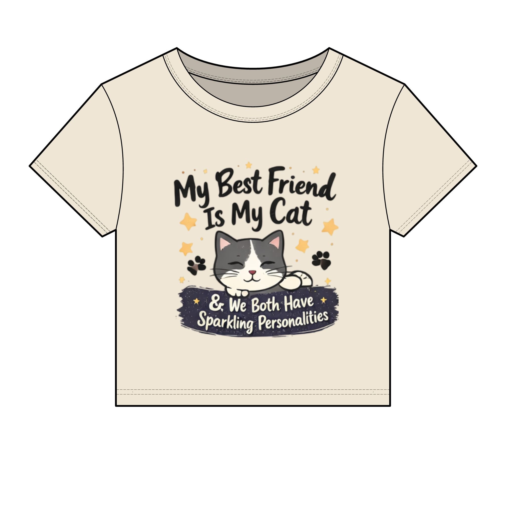 Cat Lover Crop Tee — "My Best Friend Is My Cat & We Both Have Sparkling Personalities"