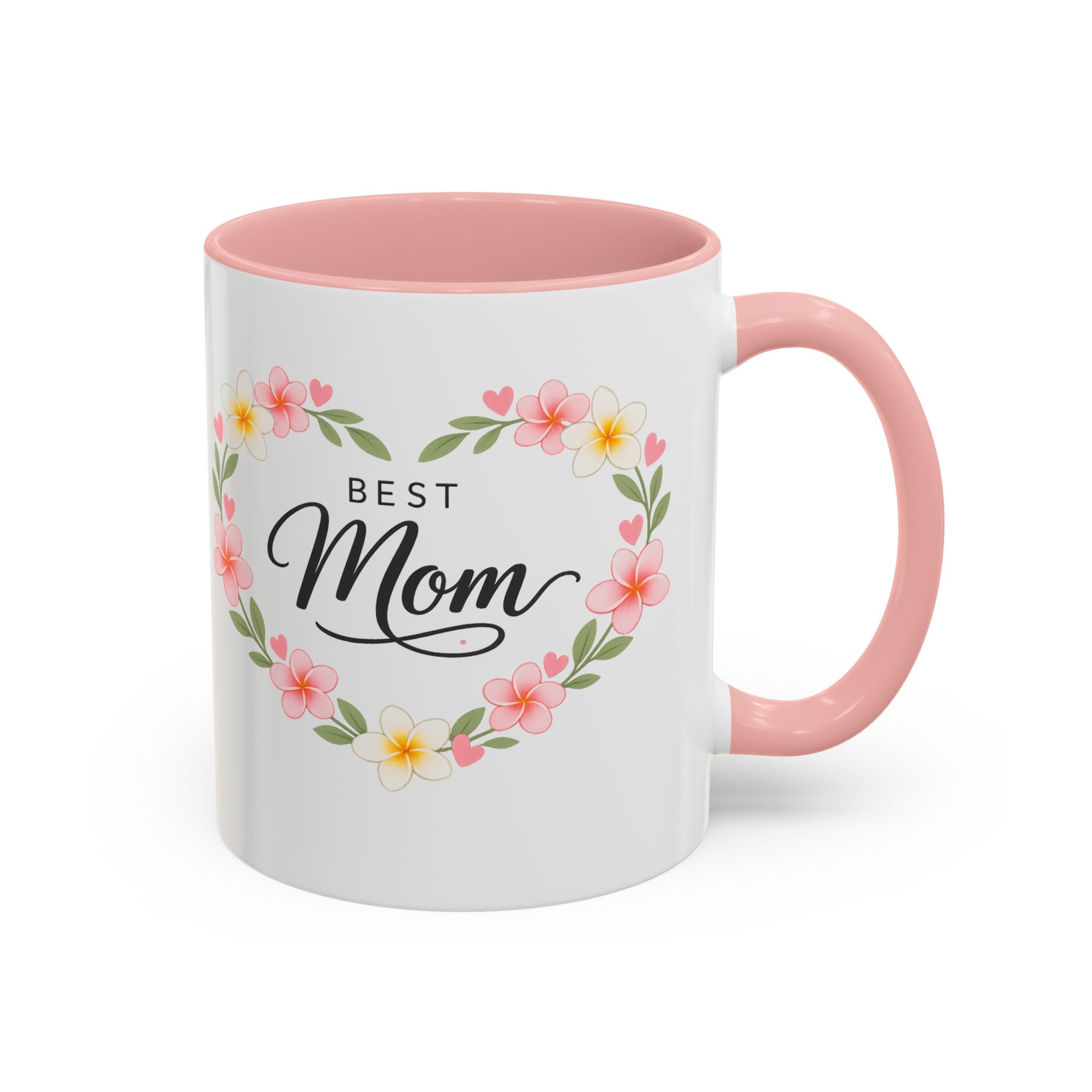 Best Mom Floral Accent Coffee Mug — Mother's Day Gift, Heart Wreath 11/15oz