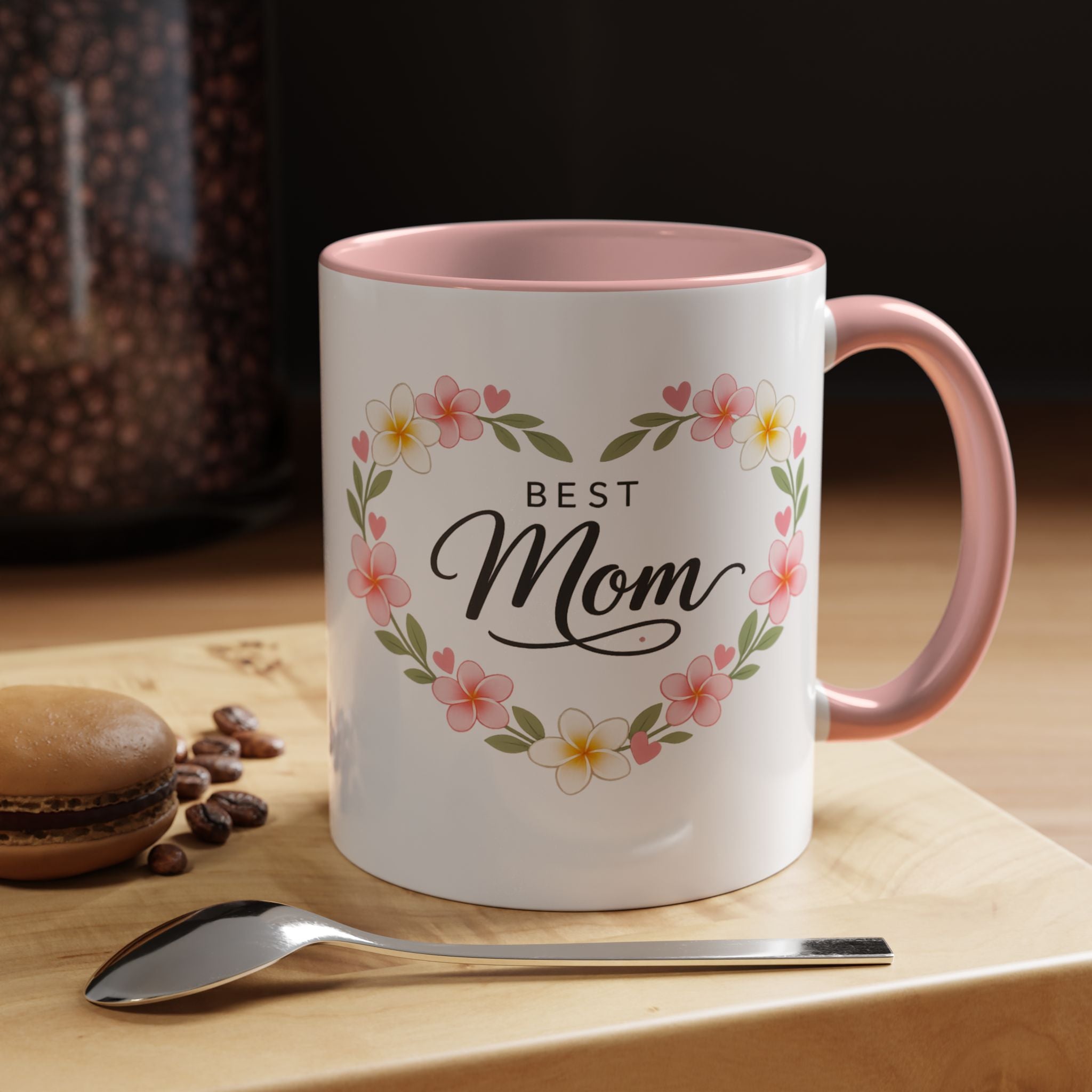 Best Mom Floral Accent Coffee Mug — Mother's Day Gift, Heart Wreath 11/15oz
