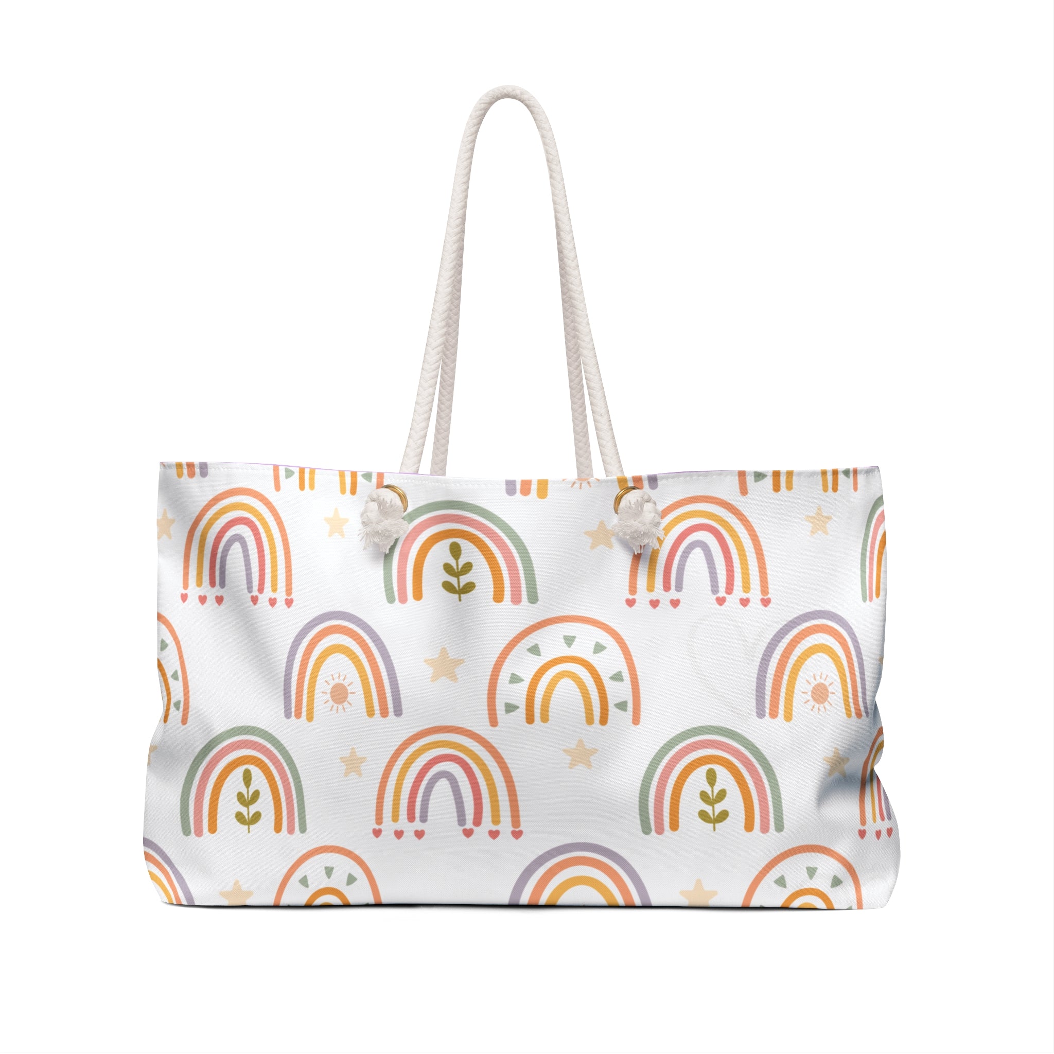 Boho Rainbow Weekender Bag — Pastel Rainbow Travel Tote