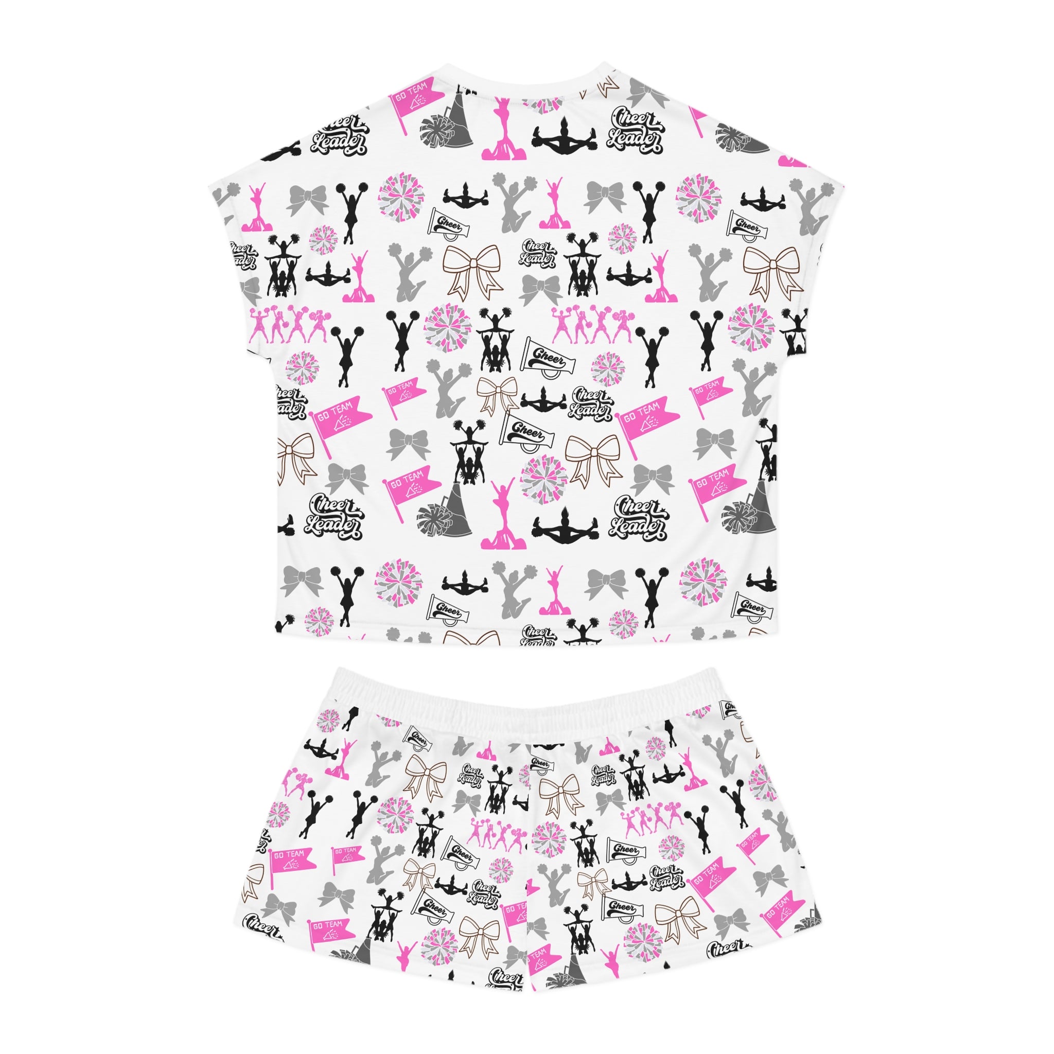 Cheerleader Women's Short Pajama Set — Pink & Black Bachelorette Party Pattern Sleepwear
