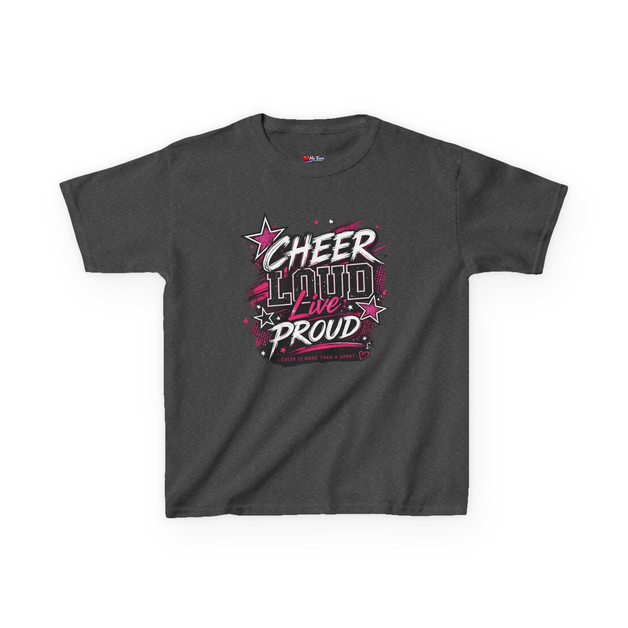 Kids Cheer Loud Live Proud T-Shirt — Youth Cheerleading Graphic Tee