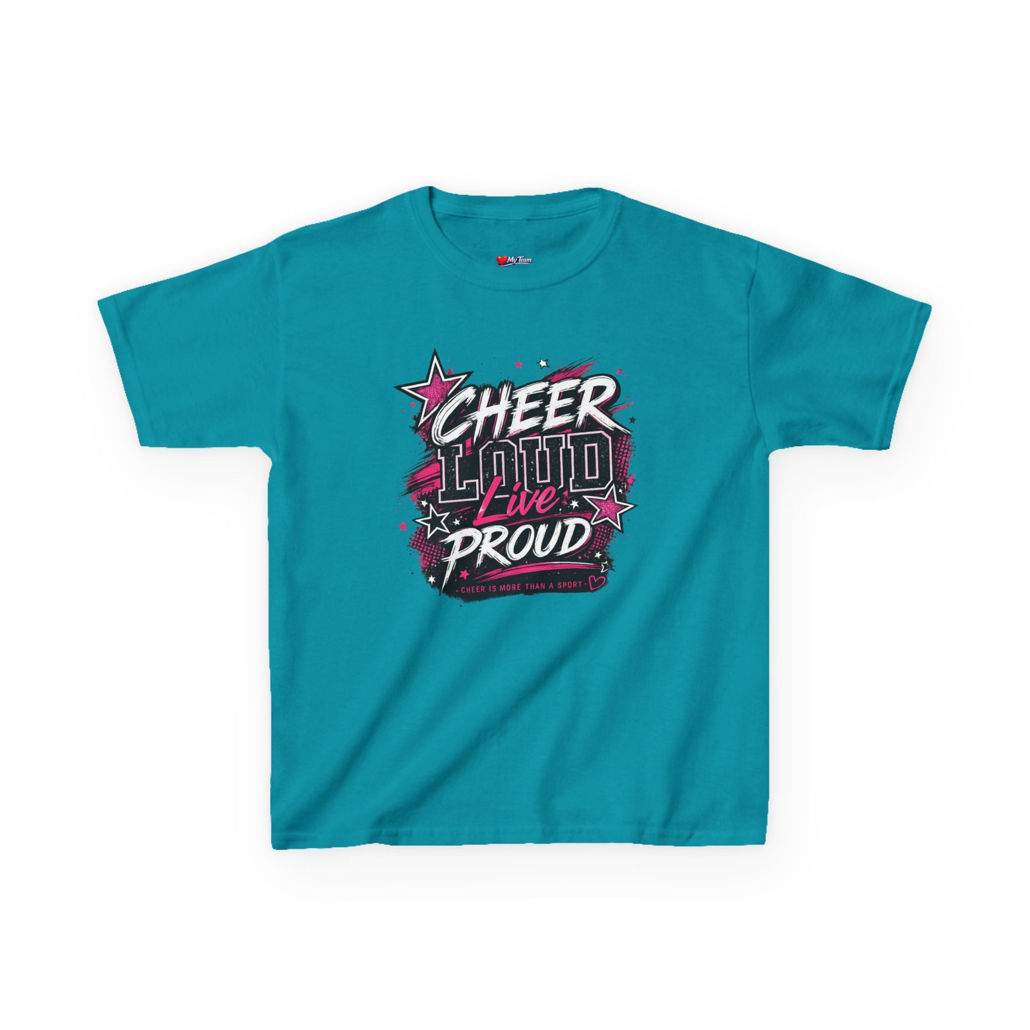 Kids Cheer Loud Live Proud T-Shirt — Youth Cheerleading Graphic Tee