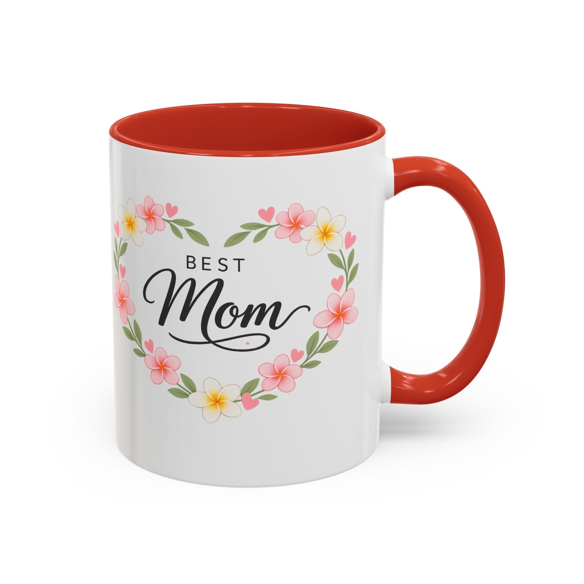 Best Mom Floral Accent Coffee Mug — Mother's Day Gift, Heart Wreath 11/15oz
