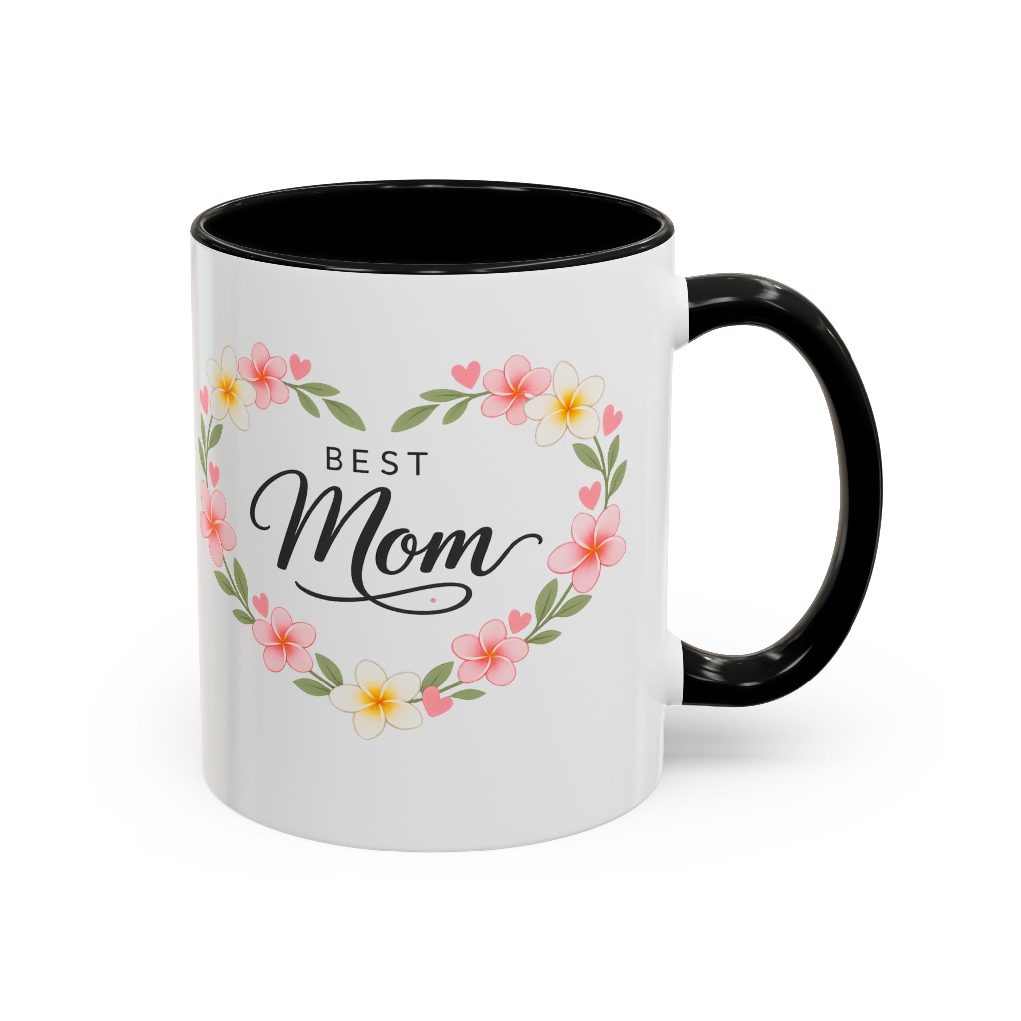 Best Mom Floral Accent Coffee Mug — Mother's Day Gift, Heart Wreath 11/15oz