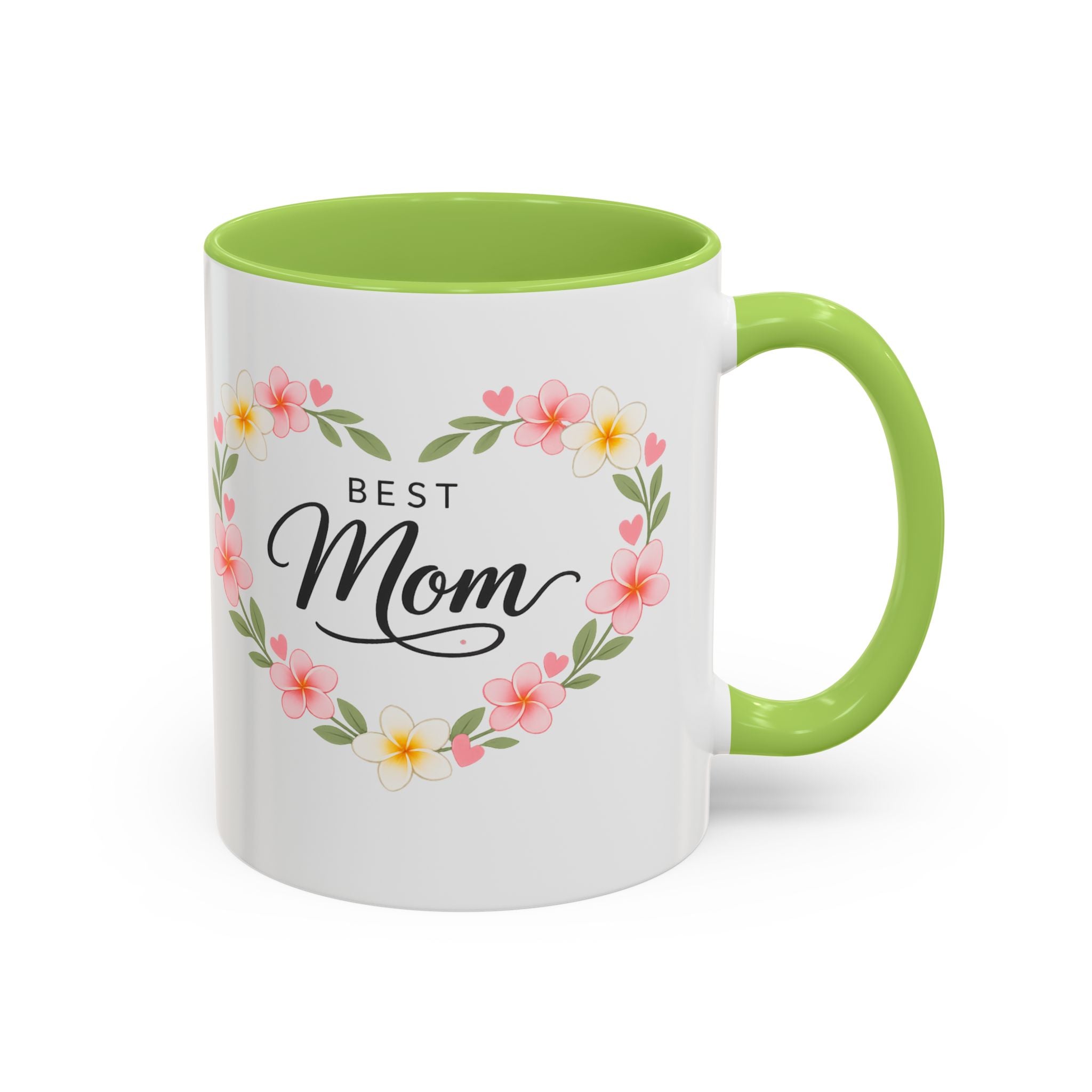 Best Mom Floral Accent Coffee Mug — Mother's Day Gift, Heart Wreath 11/15oz