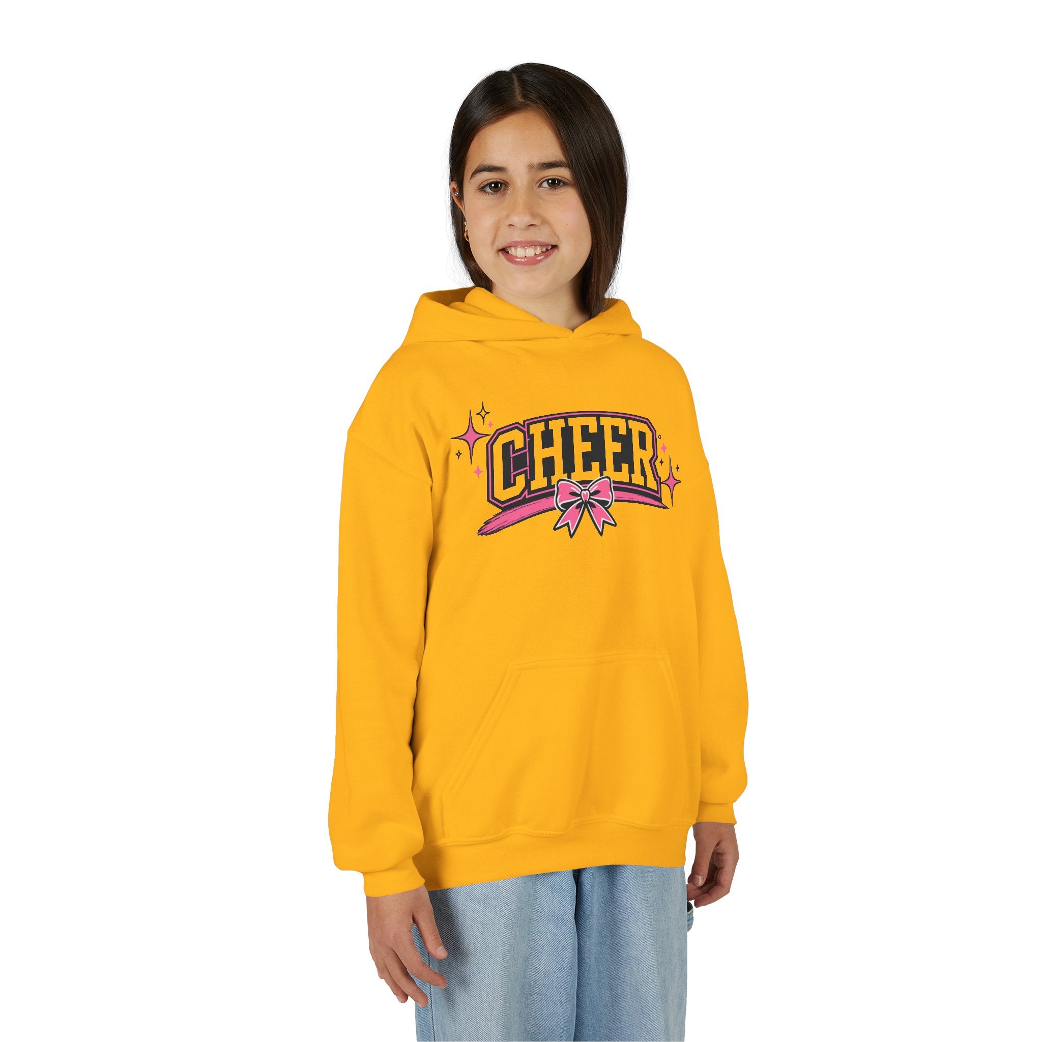 Youth Cheer Hoodie — Pink Sparkle Cheerleading Sweatshirt