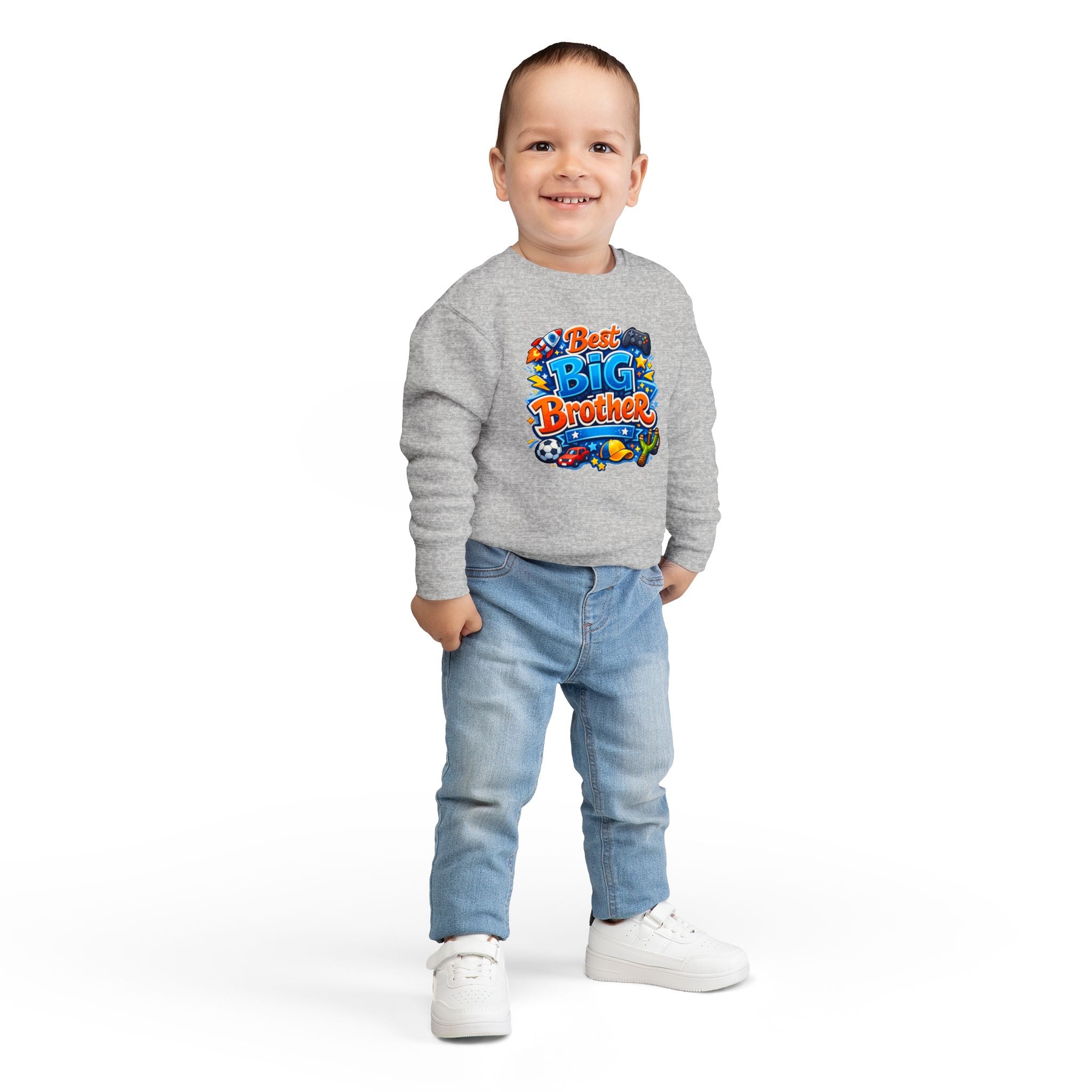Best Big Brother Toddler Sweatshirt – Cute Kids Crewneck with Sports & Toy Graphics