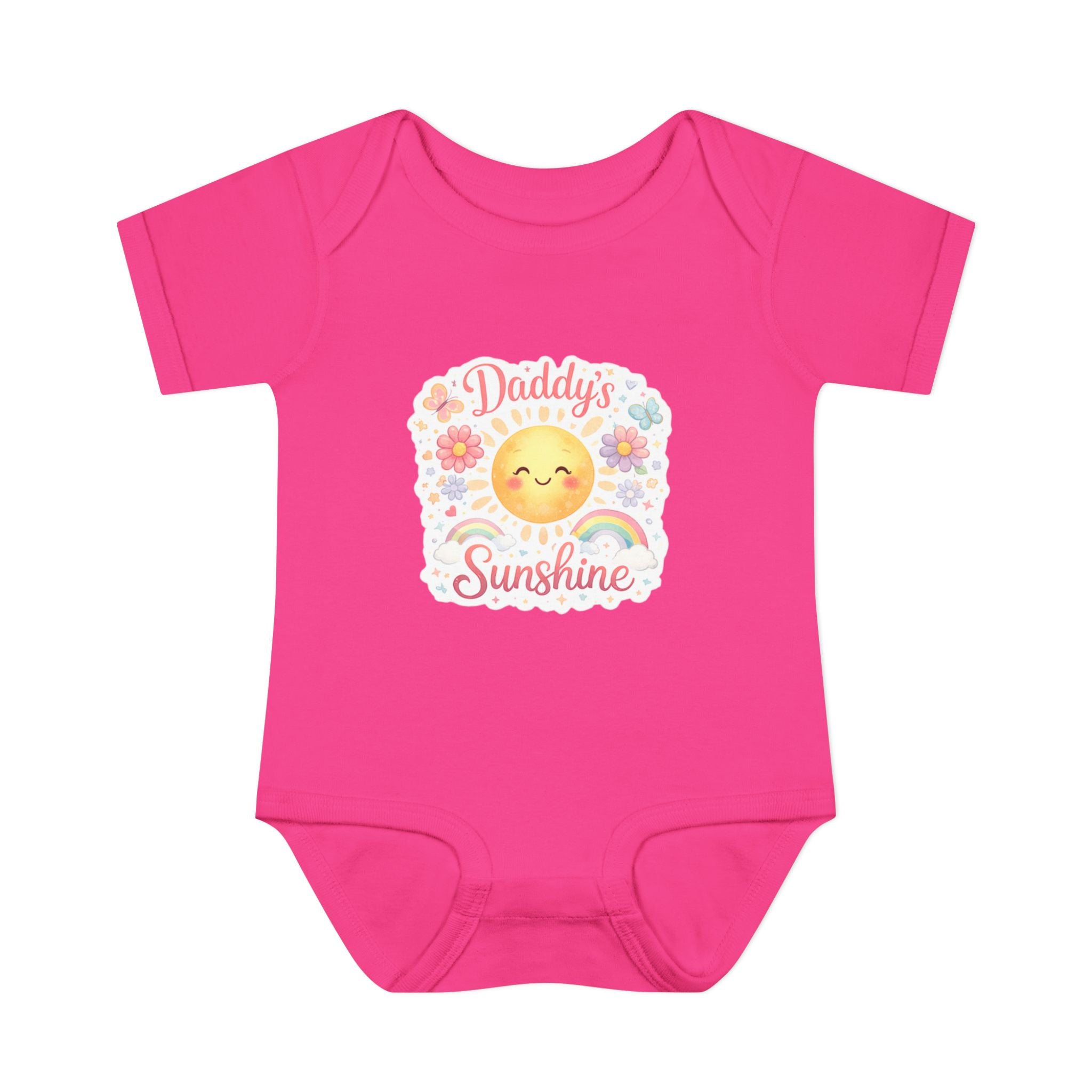 Baby Bodysuit — "Daddy's Sunshine" Cute Sun & Rainbow Infant Onesie