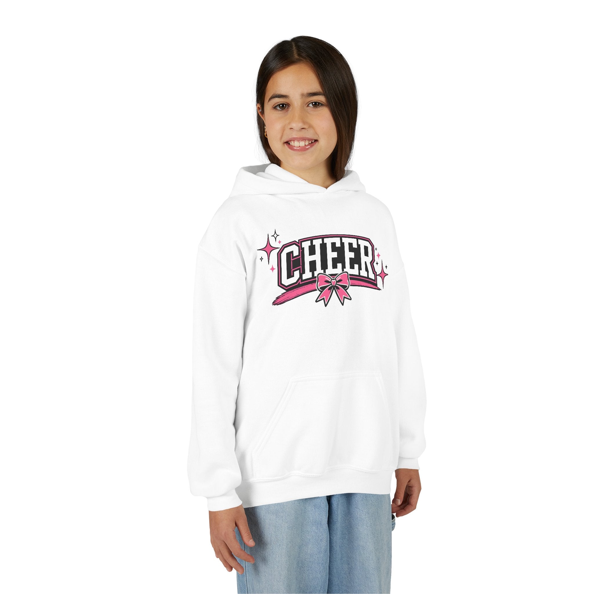 Youth Cheer Hoodie — Pink Sparkle Cheerleading Sweatshirt