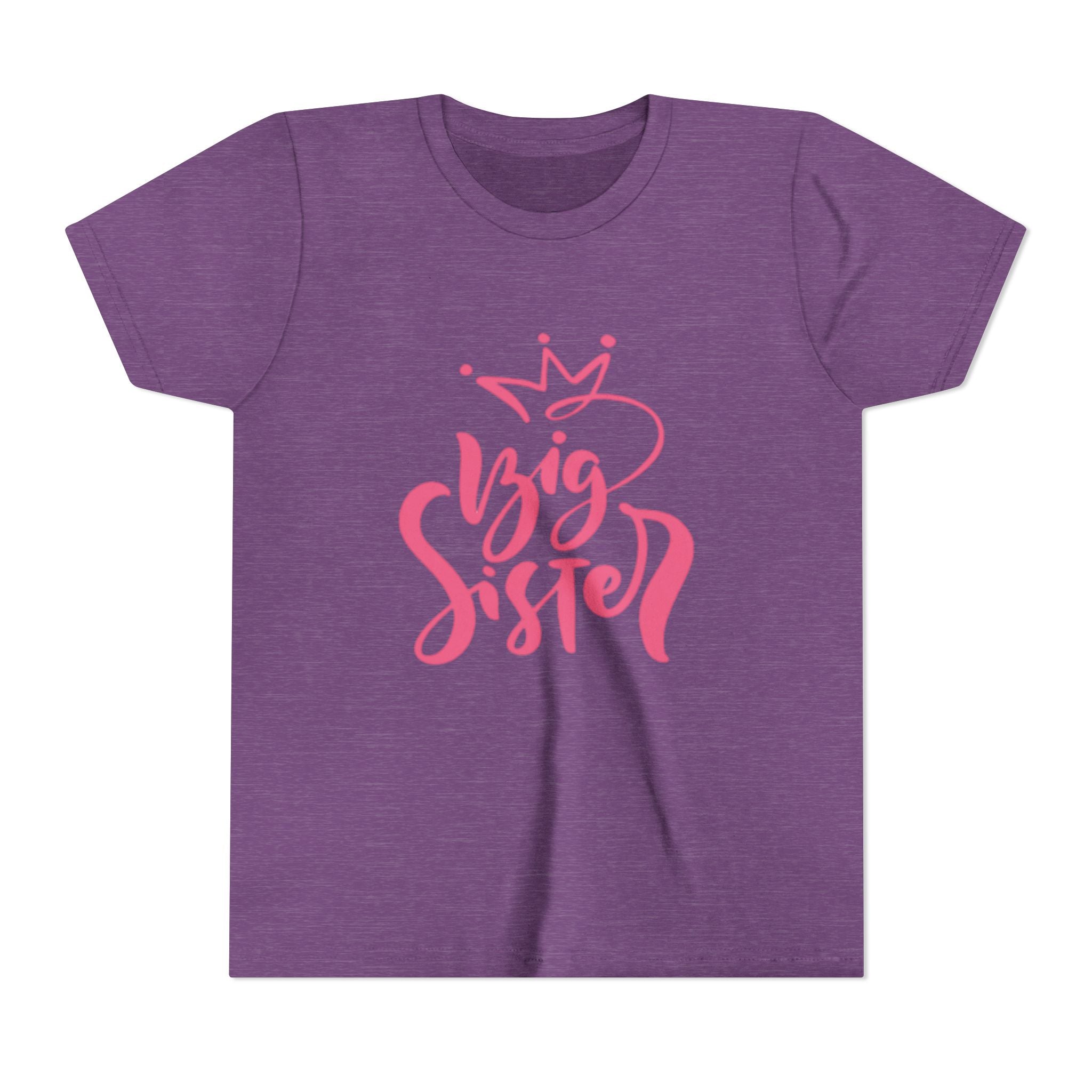 Big Sister Youth Tee - Pink Crown Sibling Announcement Shirt