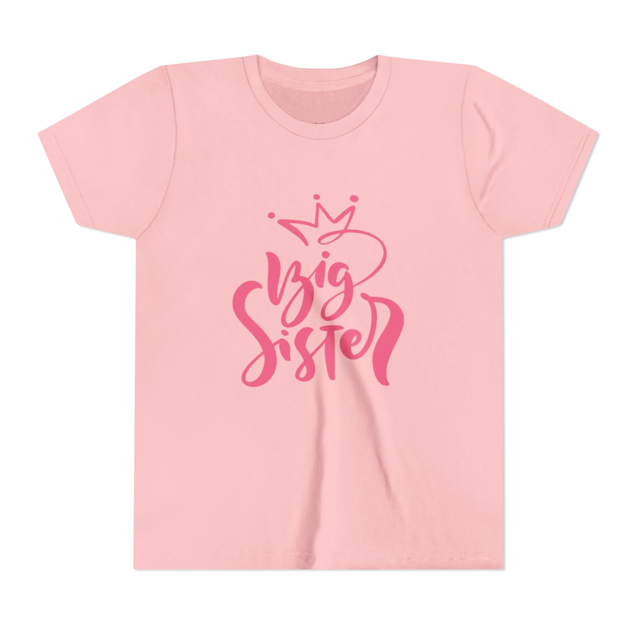 Big Sister Youth Tee - Pink Crown Sibling Announcement Shirt