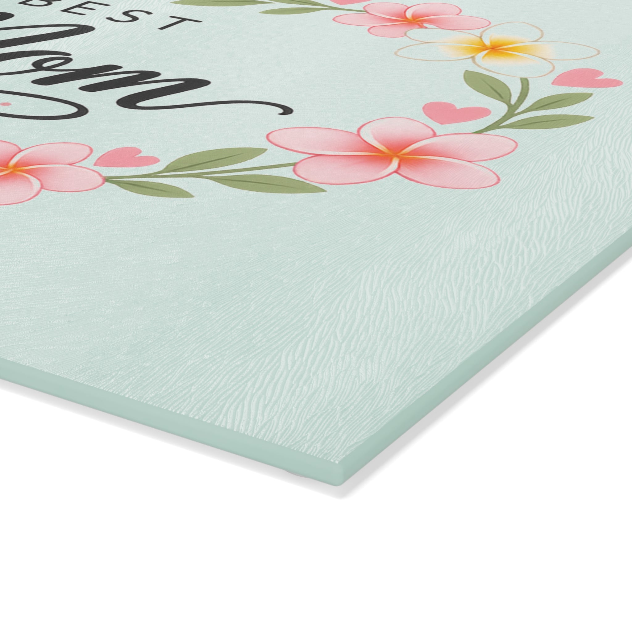 Best Mom Floral Glass Cutting Board — Mother’s Day Kitchen Gift