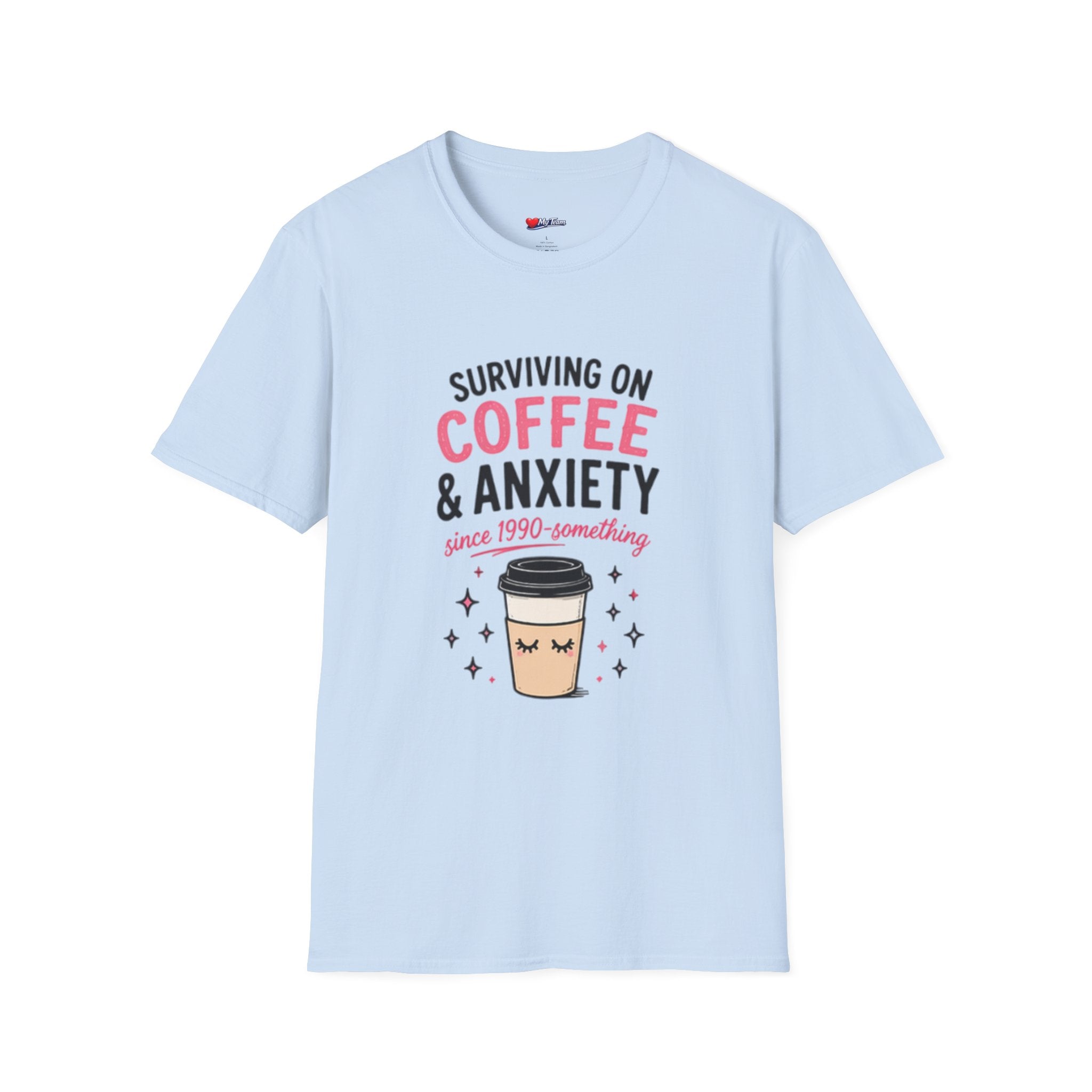 Coffee & Anxiety T-Shirt — "Surviving on Coffee & Anxiety" Cute Coffee Graphic Tee