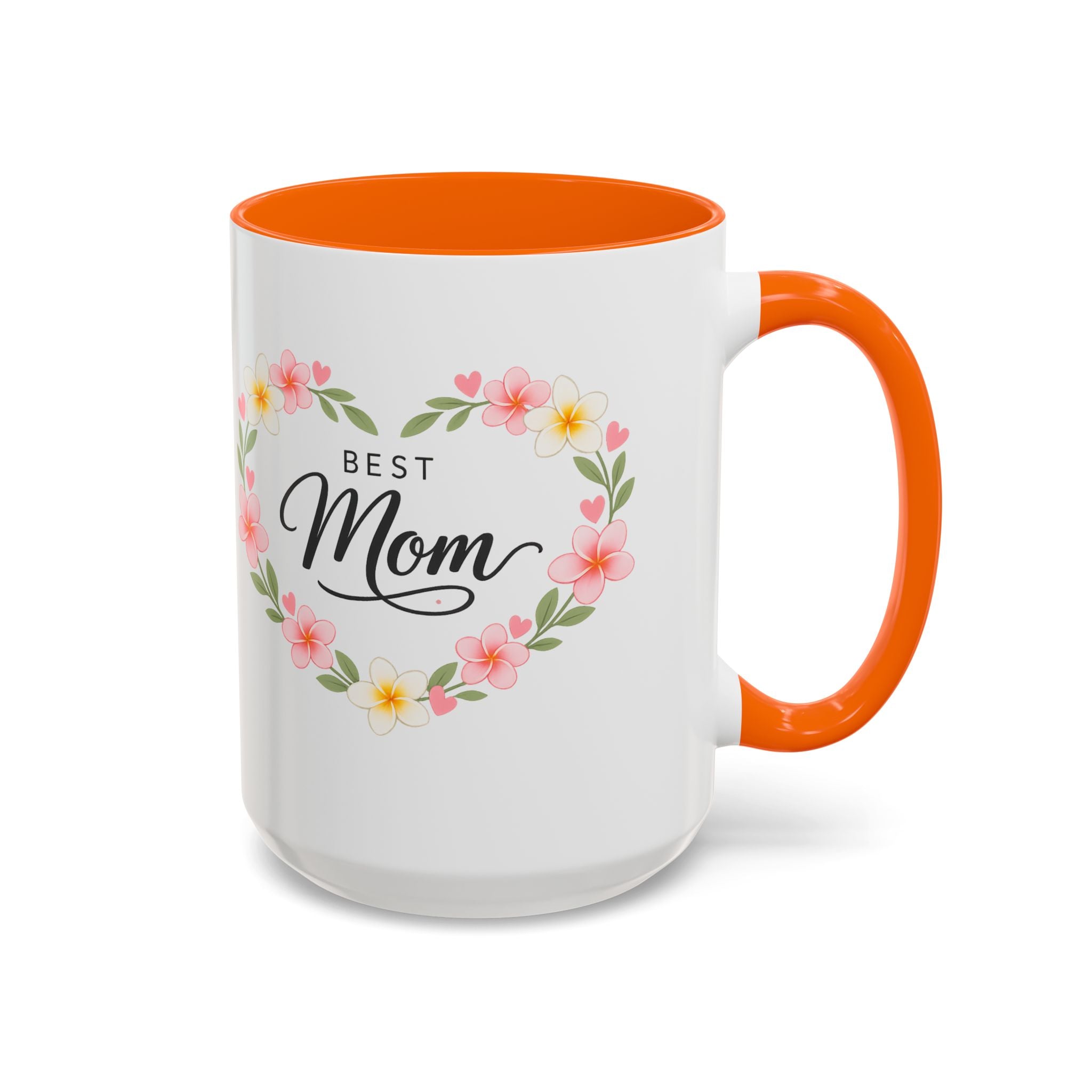 Best Mom Floral Accent Coffee Mug — Mother's Day Gift, Heart Wreath 11/15oz