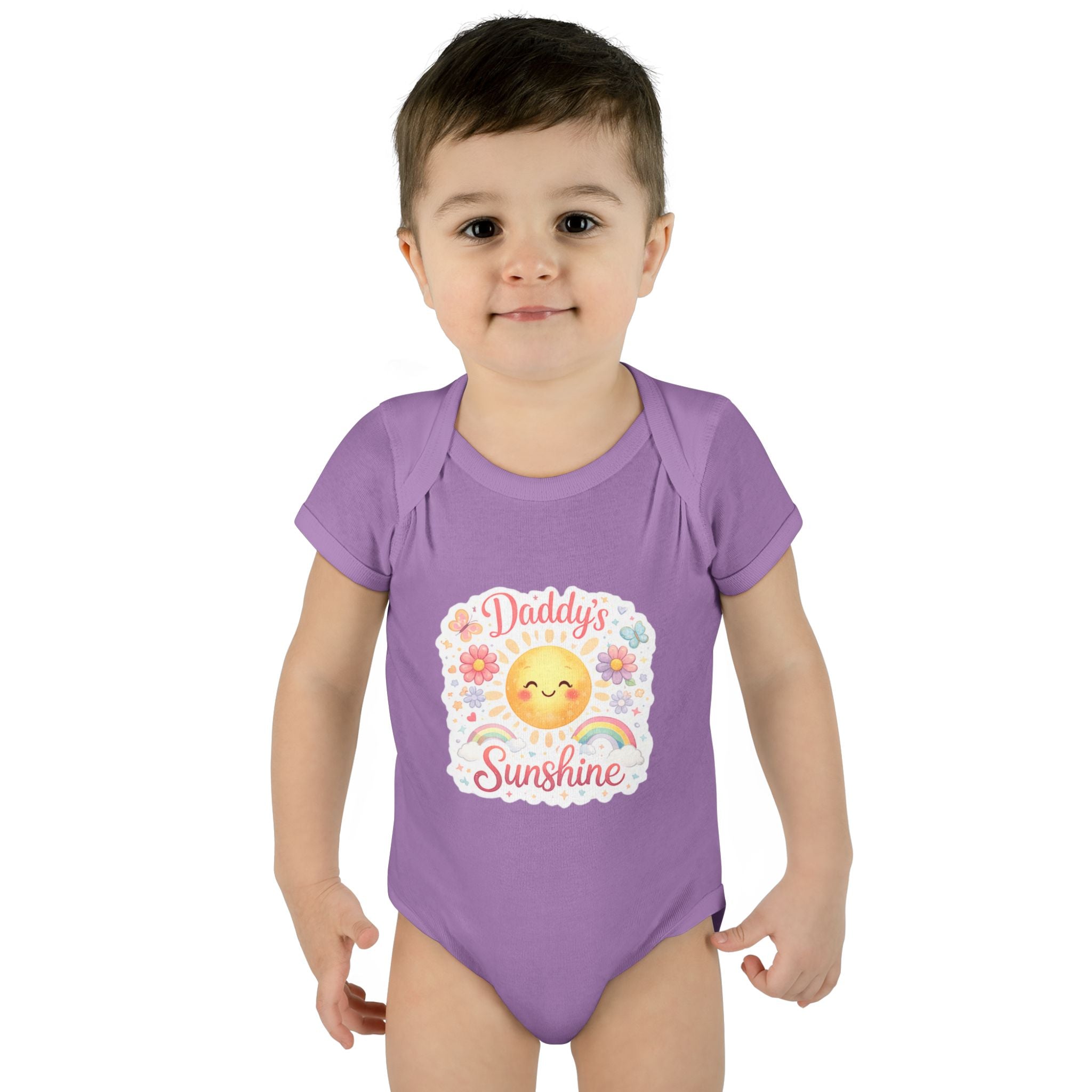 Baby Bodysuit — "Daddy's Sunshine" Cute Sun & Rainbow Infant Onesie