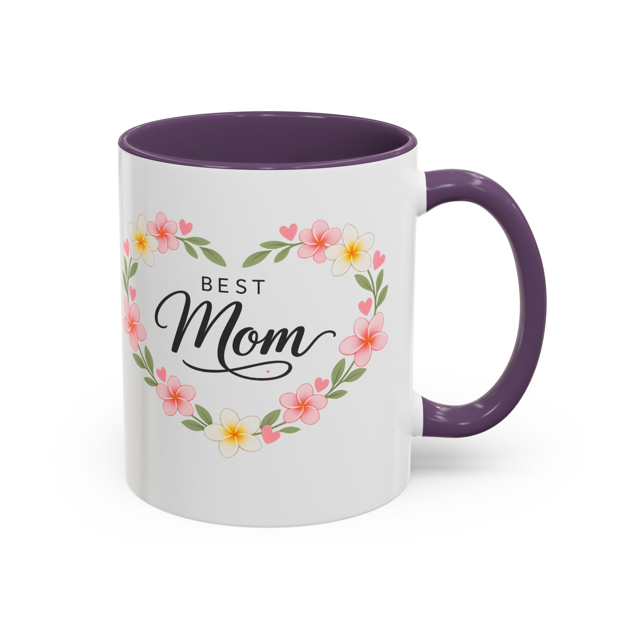 Best Mom Floral Accent Coffee Mug — Mother's Day Gift, Heart Wreath 11/15oz