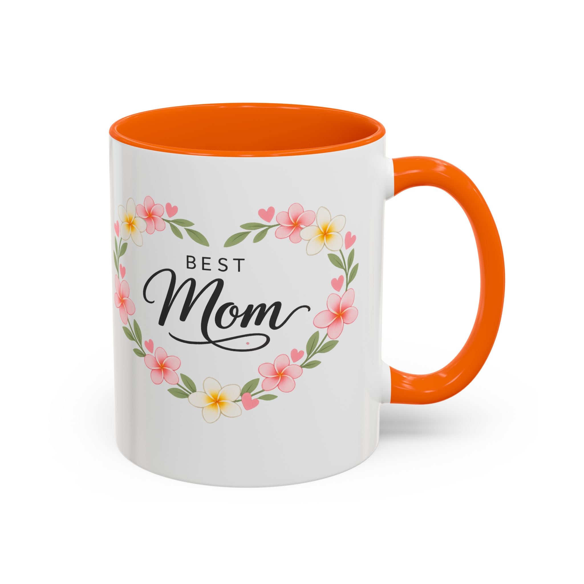 Best Mom Floral Accent Coffee Mug — Mother's Day Gift, Heart Wreath 11/15oz