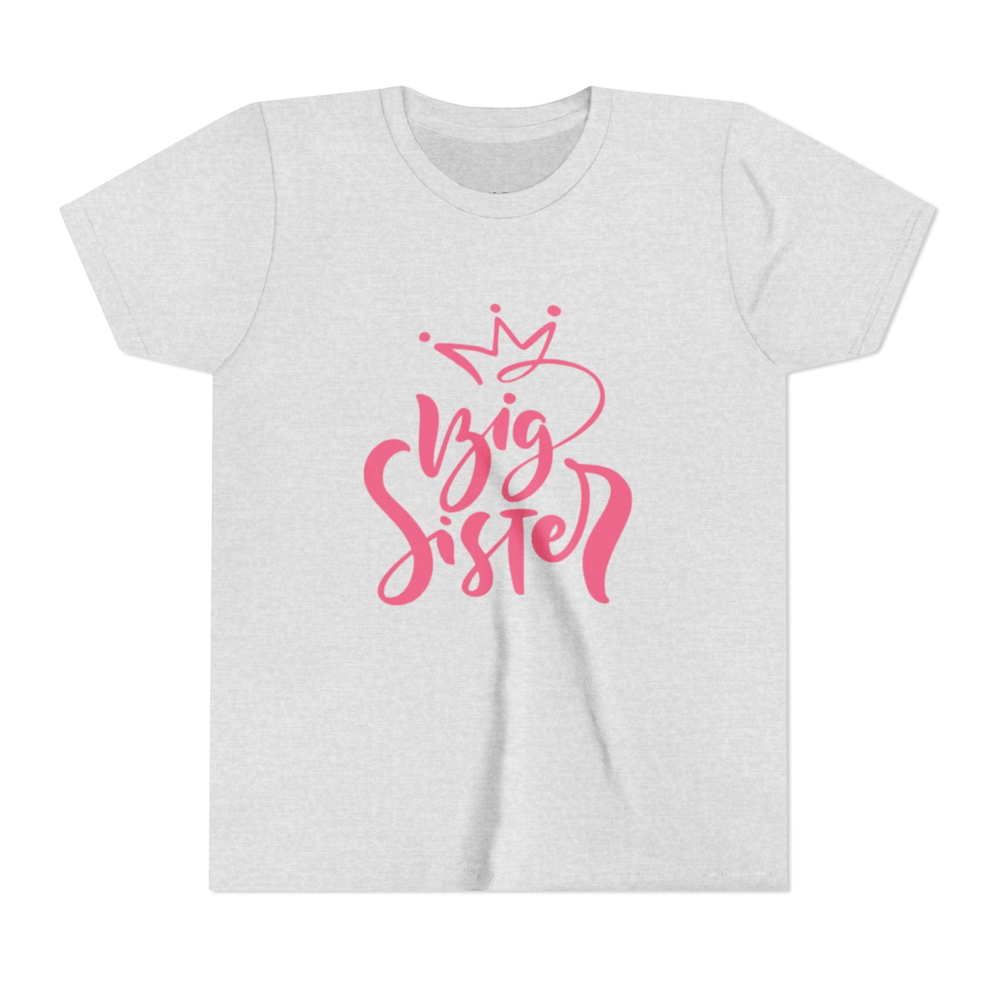 Big Sister Youth Tee - Pink Crown Sibling Announcement Shirt