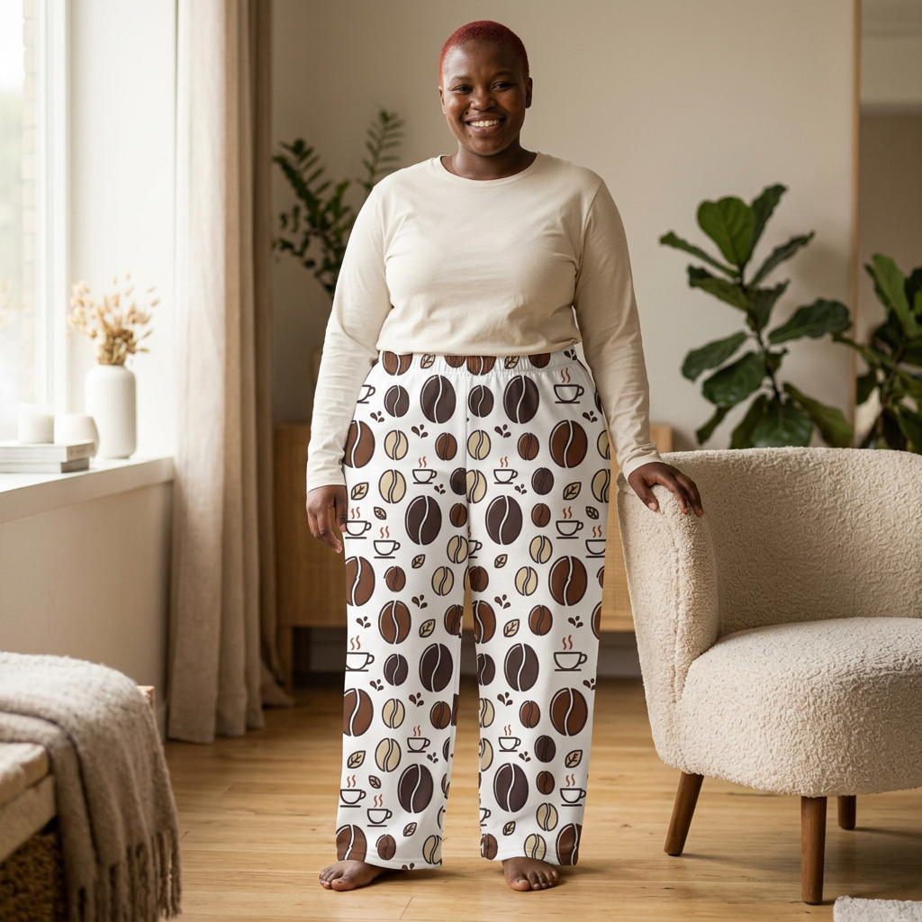 Coffee Bean Pattern Pajama Pants | All-Over Print