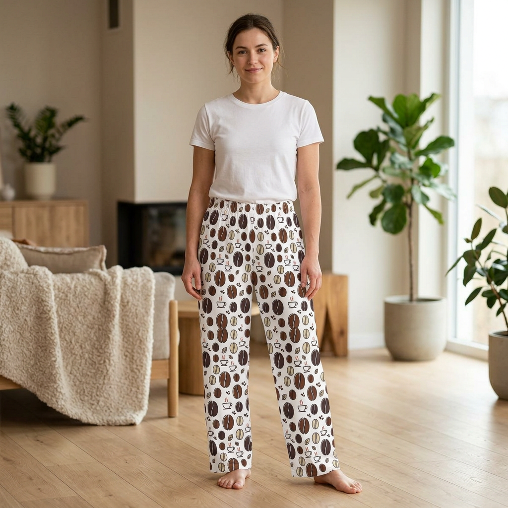 Coffee Bean Pattern Pajama Pants | All-Over Print