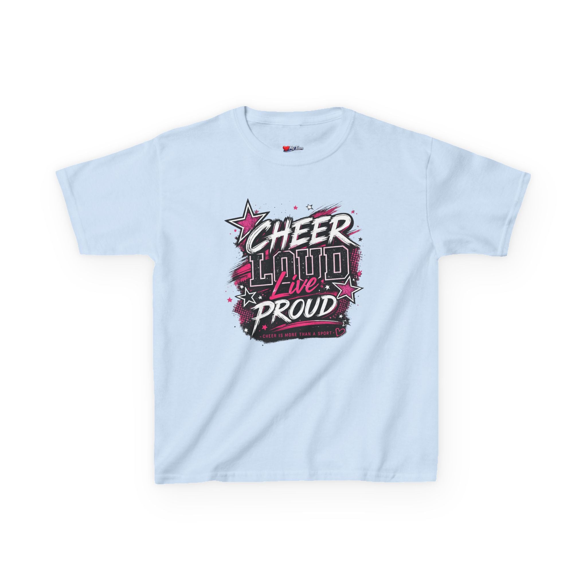Kids Cheer Loud Live Proud T-Shirt — Youth Cheerleading Graphic Tee