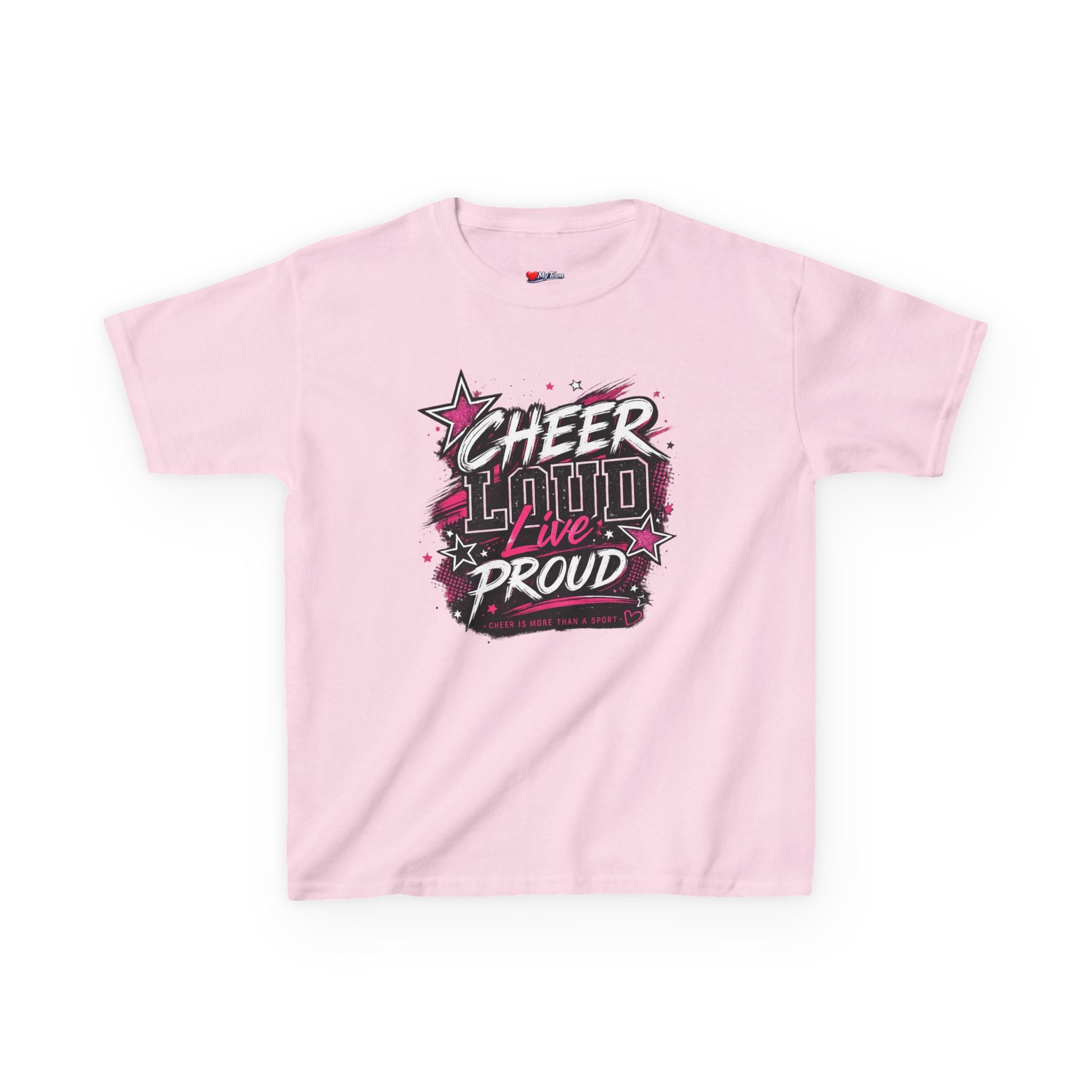 Kids Cheer Loud Live Proud T-Shirt — Youth Cheerleading Graphic Tee