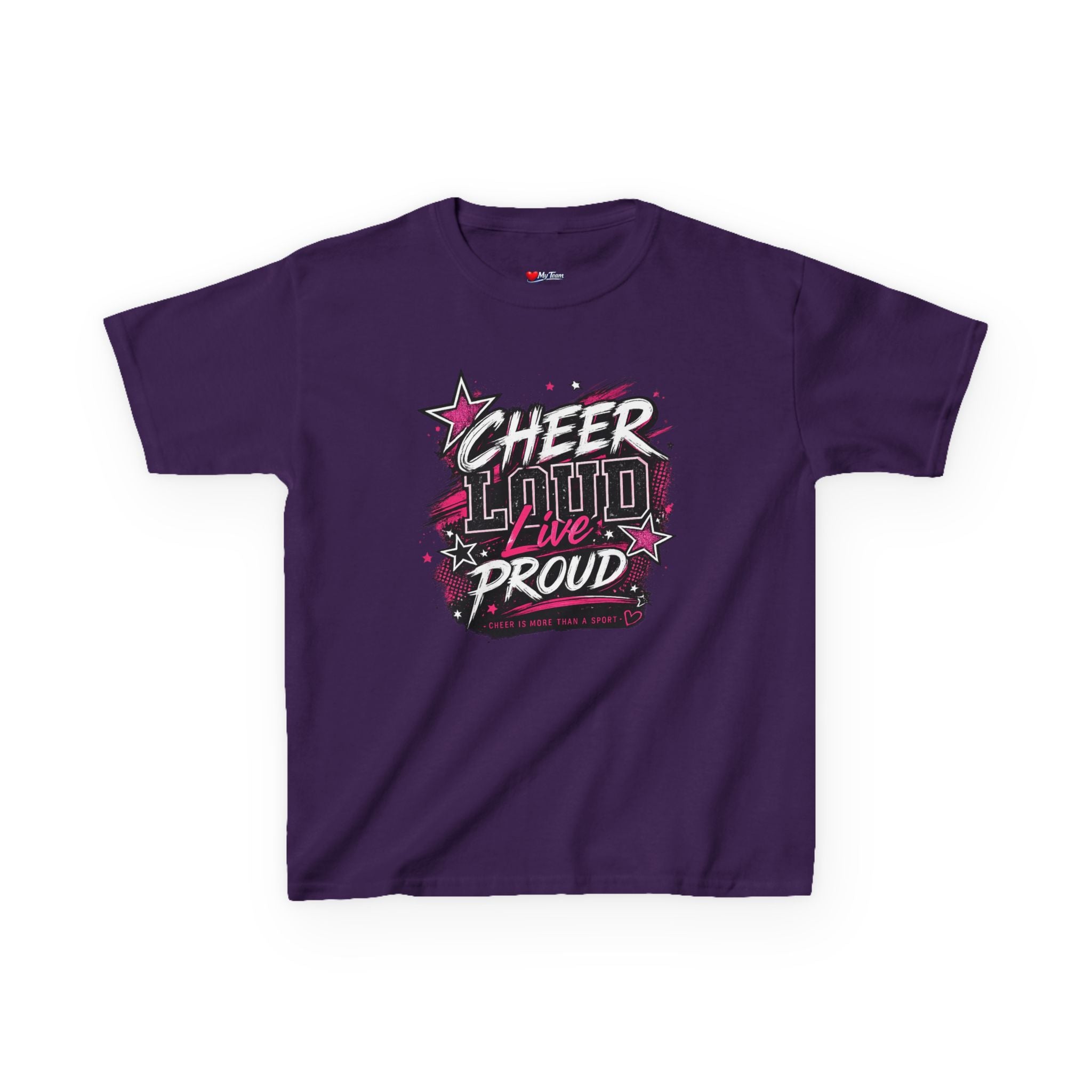 Kids Cheer Loud Live Proud T-Shirt — Youth Cheerleading Graphic Tee