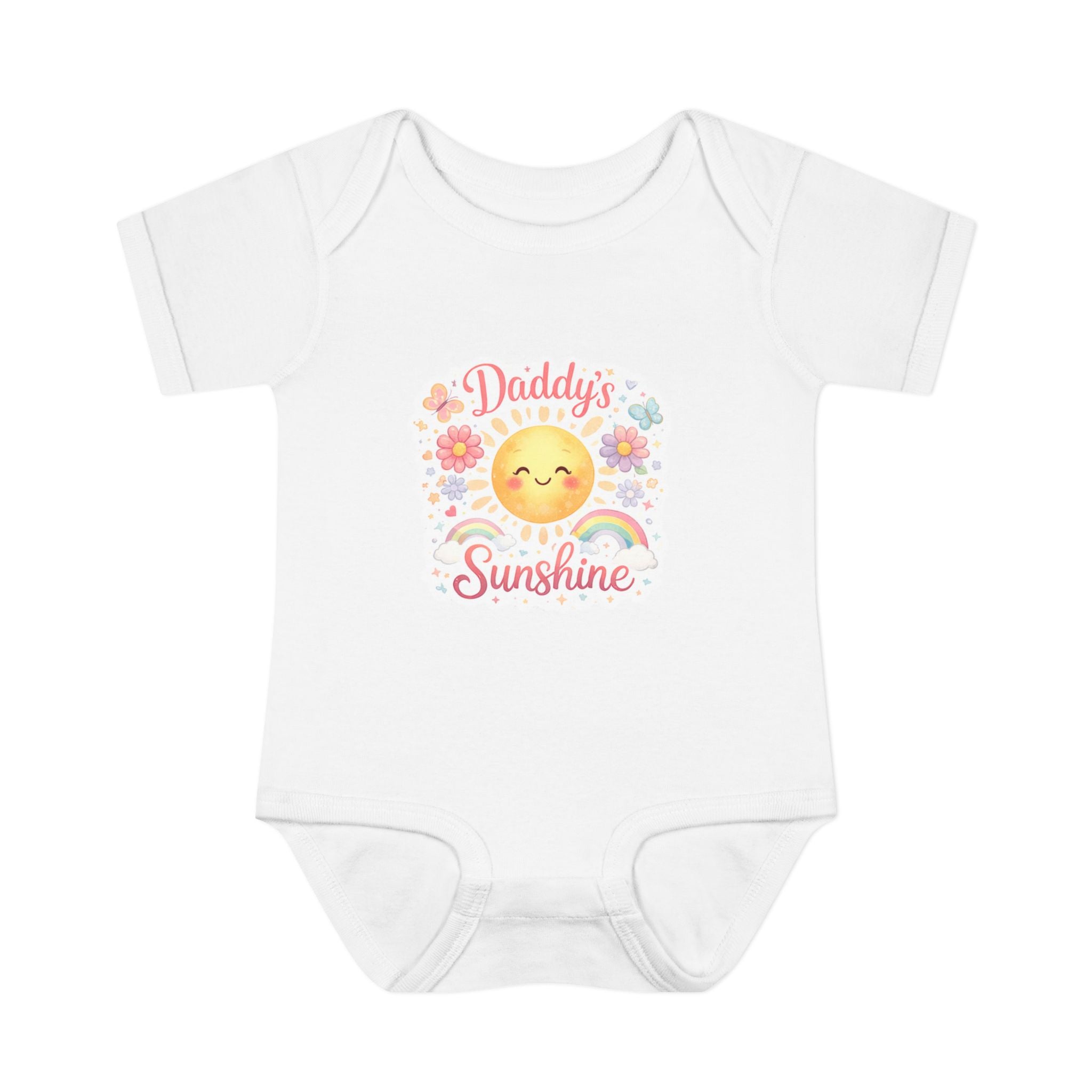 Baby Bodysuit — "Daddy's Sunshine" Cute Sun & Rainbow Infant Onesie