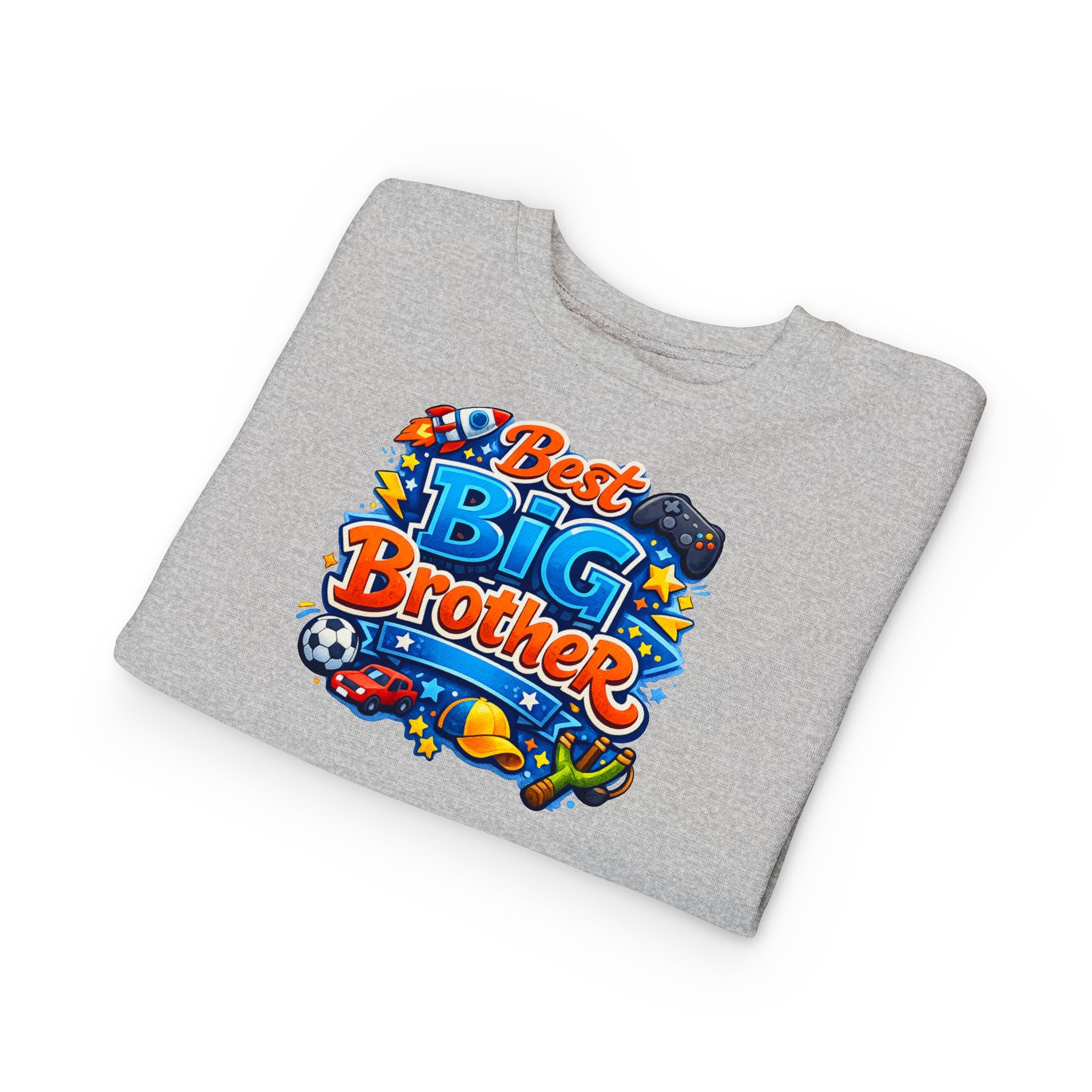 Best Big Brother Toddler Sweatshirt – Cute Kids Crewneck with Sports & Toy Graphics