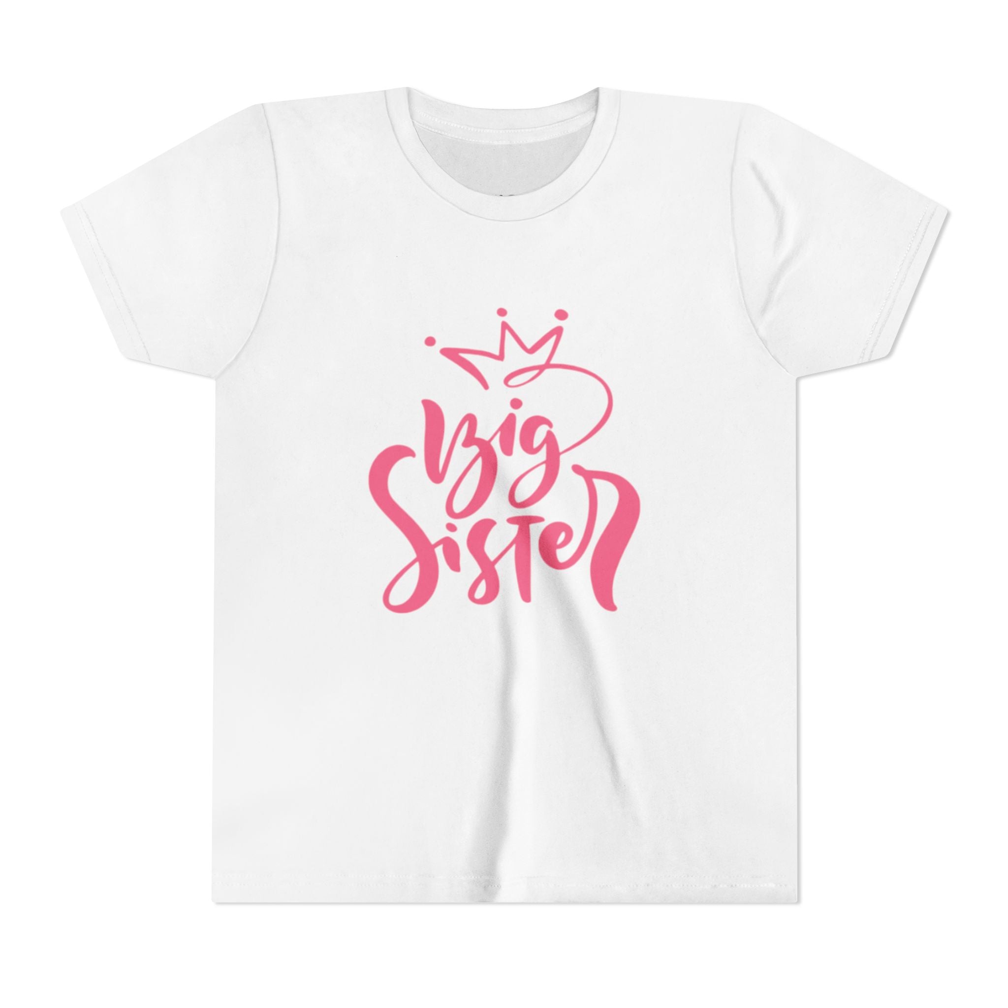 Big Sister Youth Tee - Pink Crown Sibling Announcement Shirt