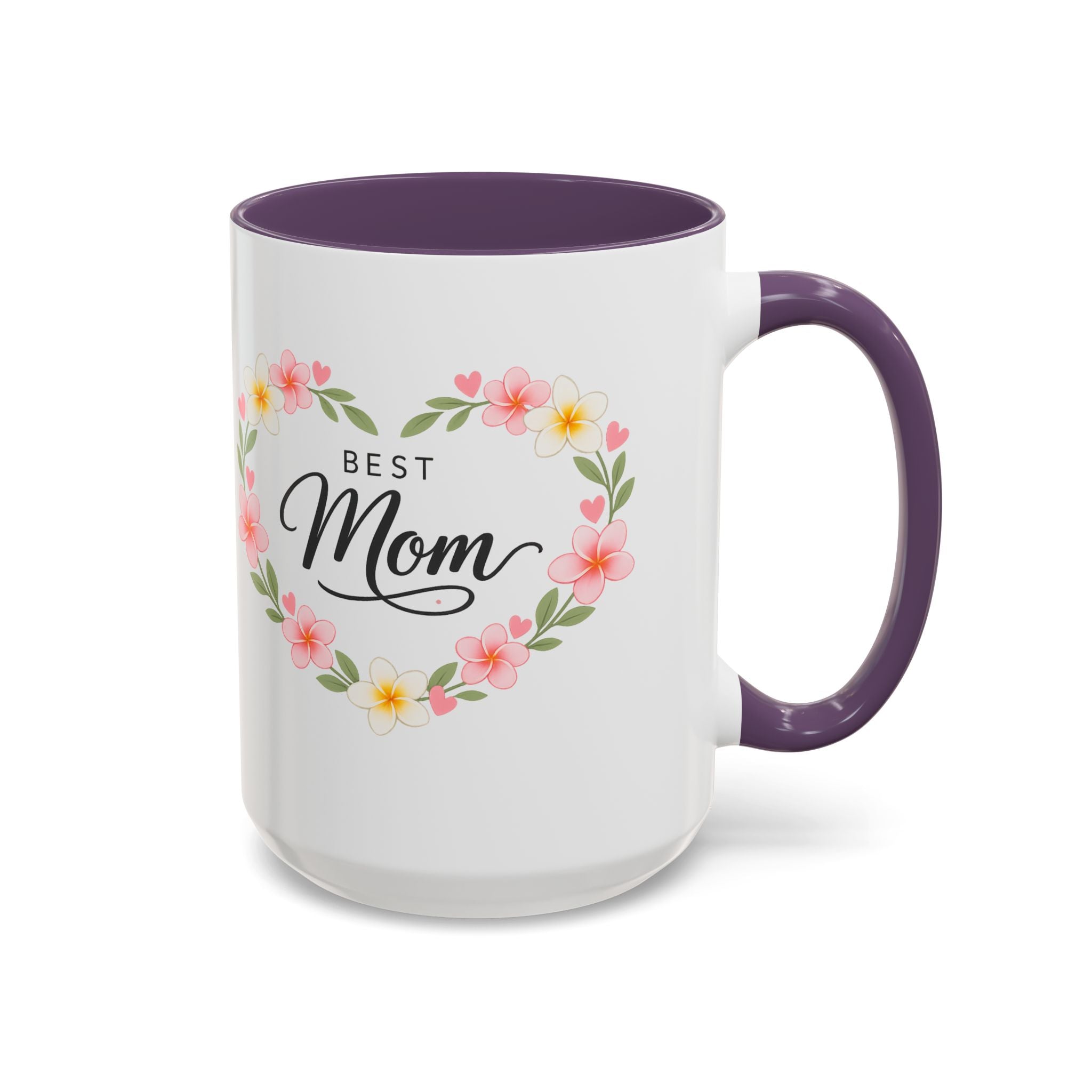Best Mom Floral Accent Coffee Mug — Mother's Day Gift, Heart Wreath 11/15oz