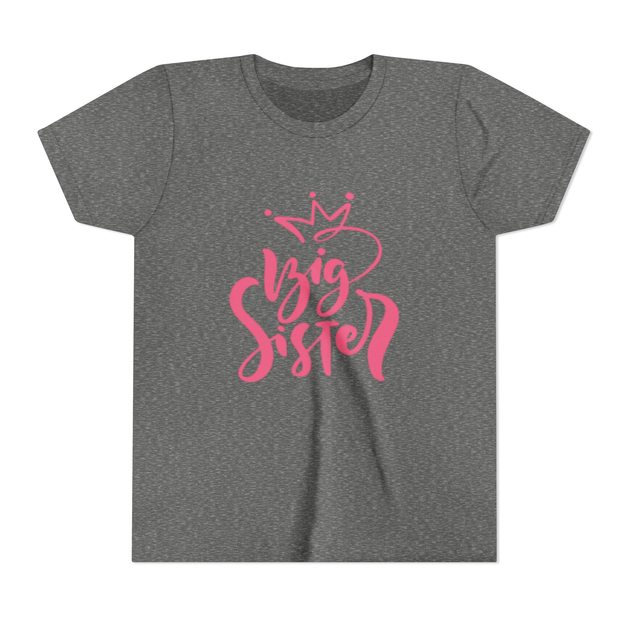 Big Sister Youth Tee - Pink Crown Sibling Announcement Shirt