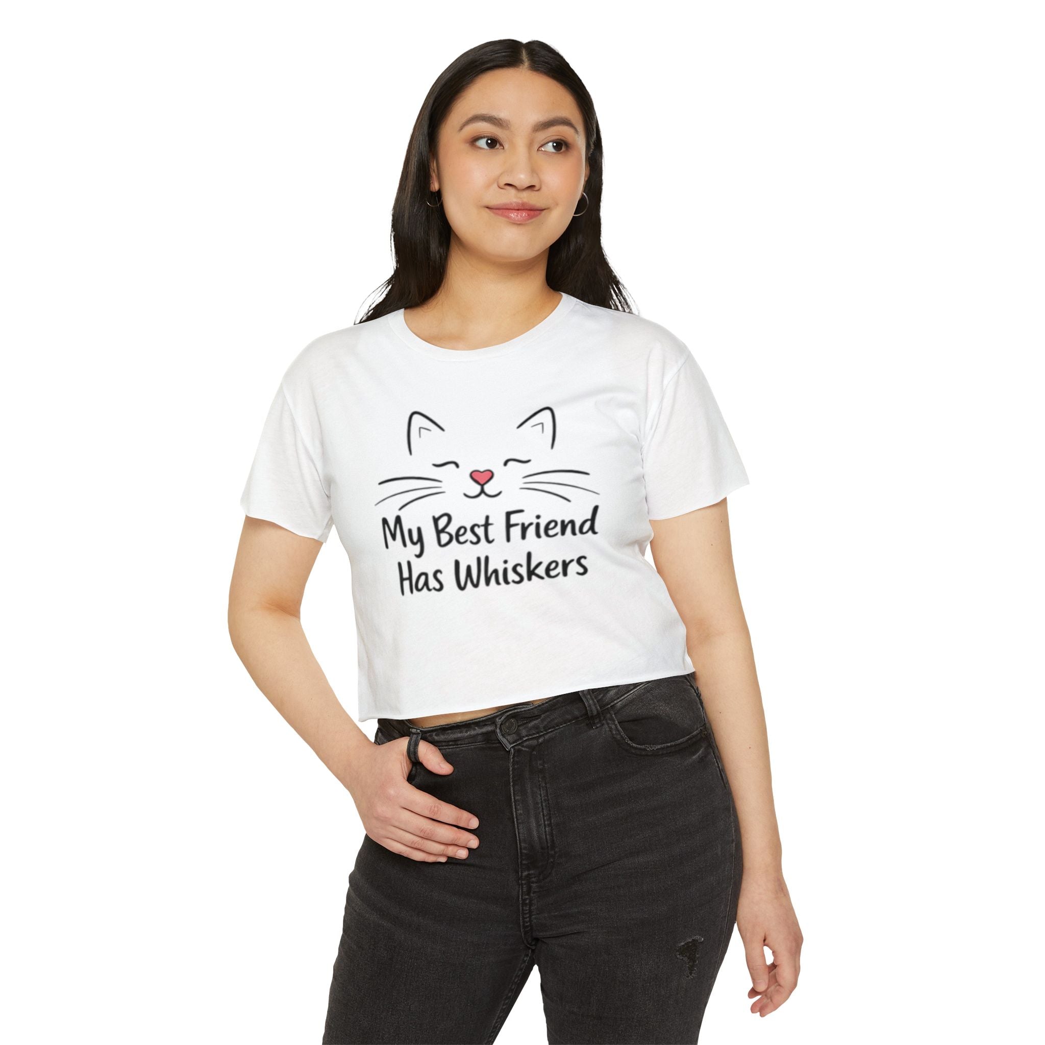 Cat Lover Crop Top - "My Best Friend Has Whiskers" Festival Tee