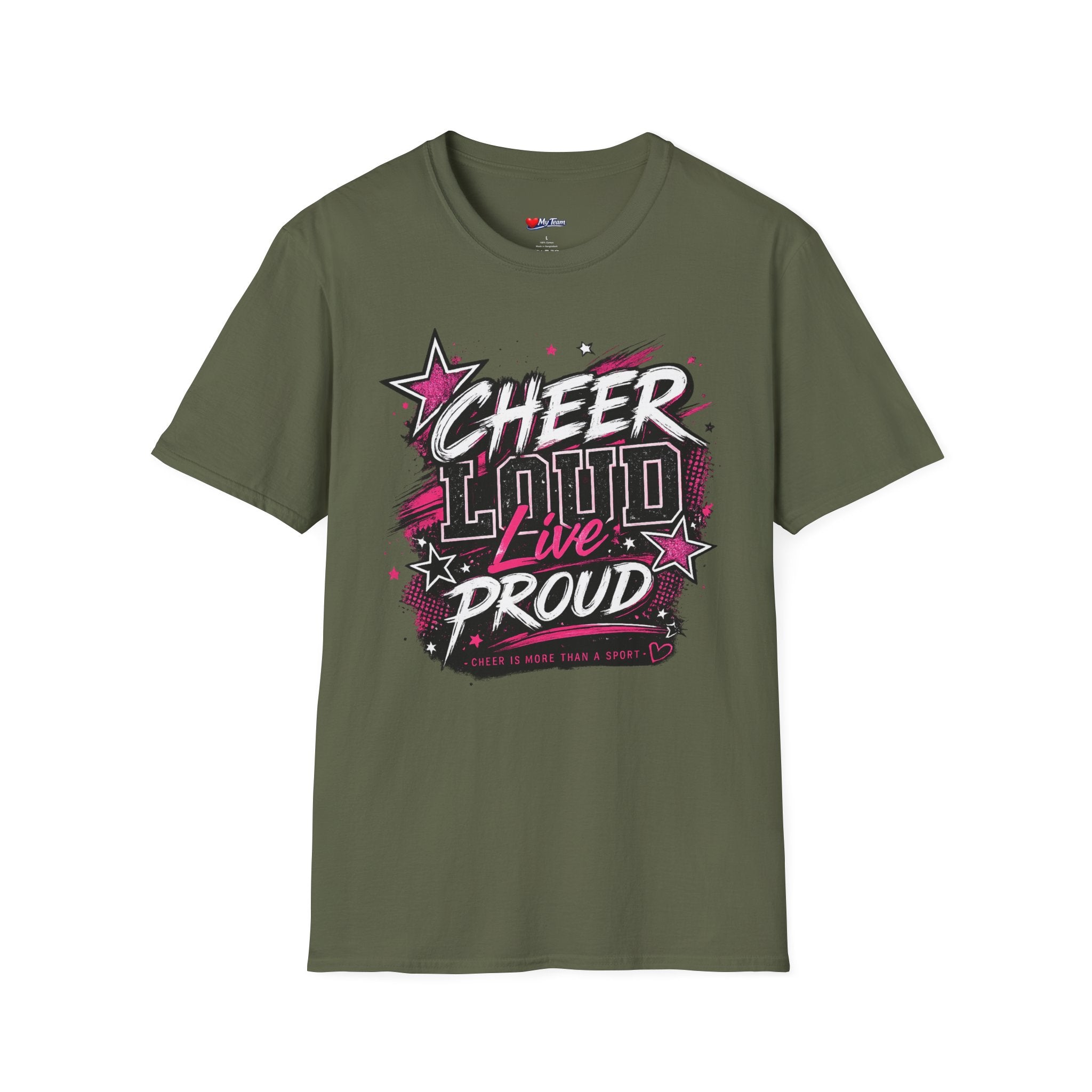 Cheer Loud Live Proud T-Shirt — Cheerleading Spirit Tee