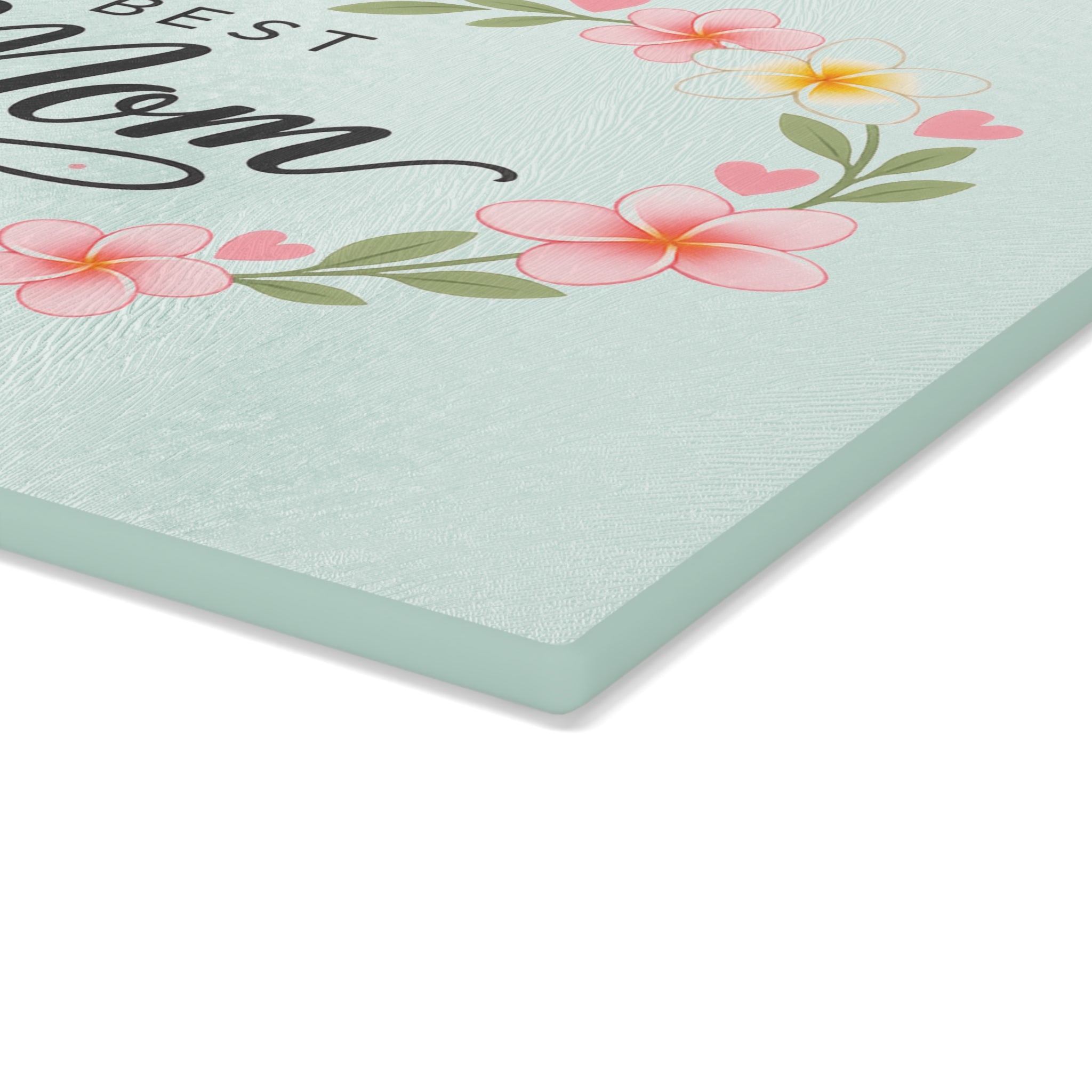 Best Mom Floral Glass Cutting Board — Mother’s Day Kitchen Gift