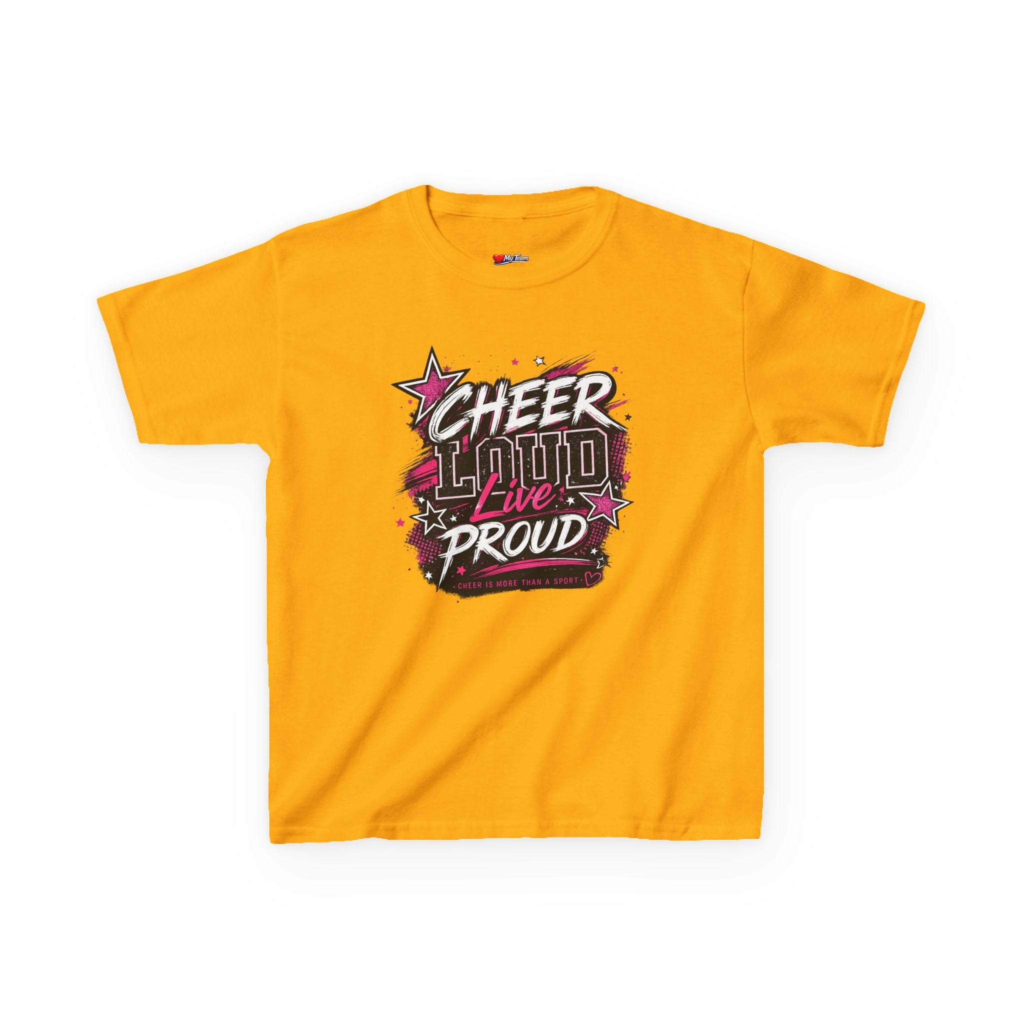 Kids Cheer Loud Live Proud T-Shirt — Youth Cheerleading Graphic Tee